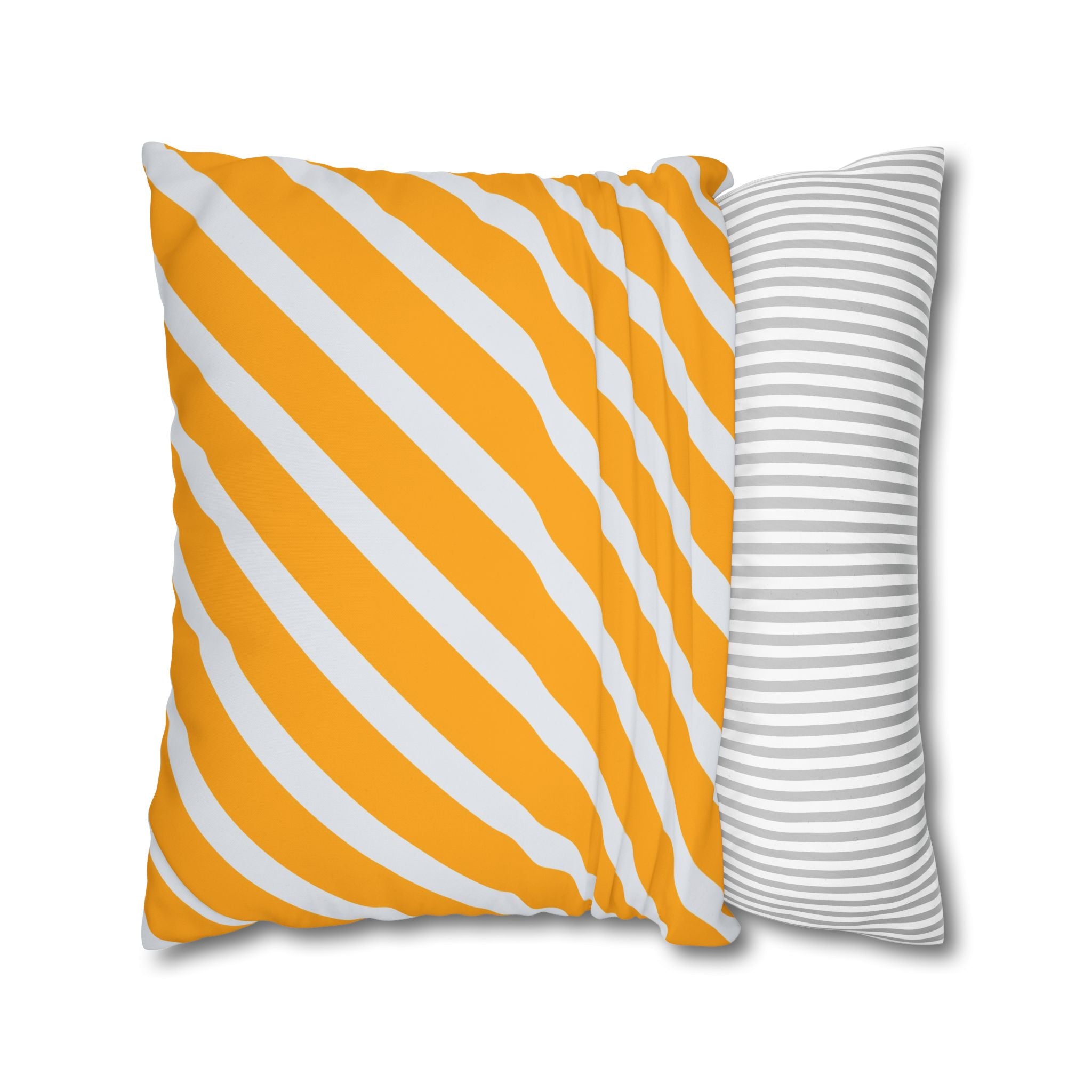 Neon Orange & Gray Diagonal Stripe Pillowcase