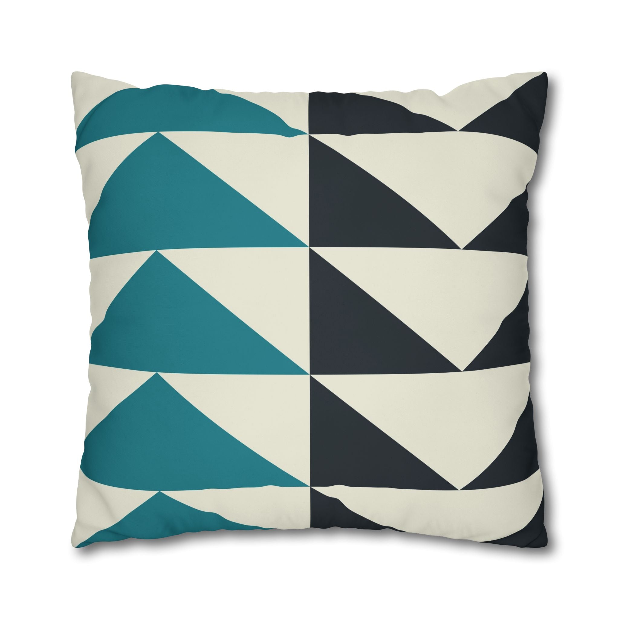 Geometric Teal & Charcoal Triangle Pillowcase