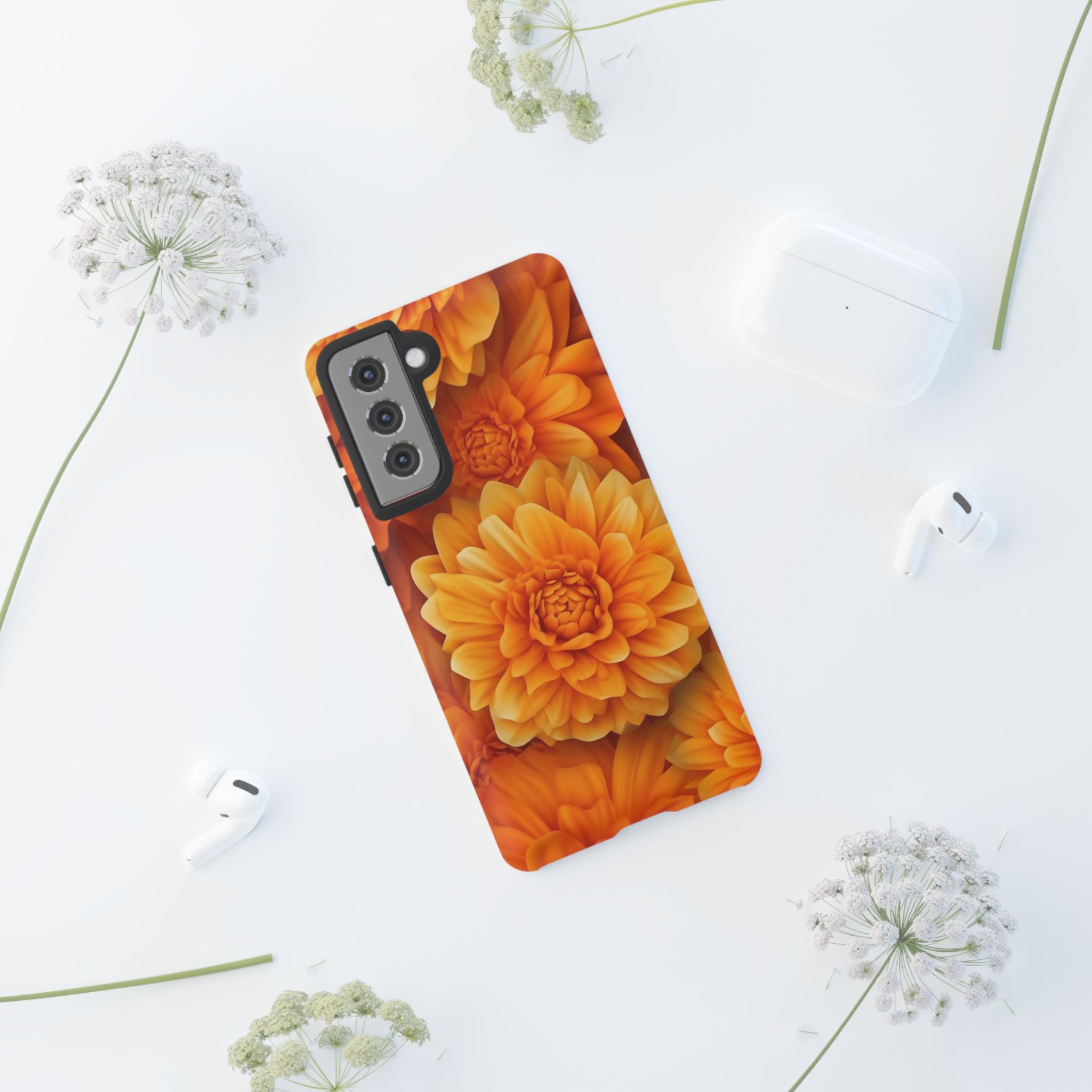 Orange Dahlia Bloom Samsung Case