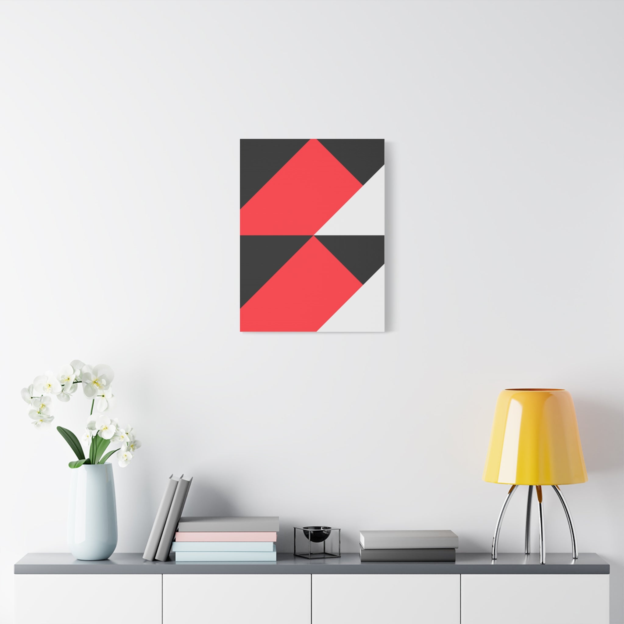 Geometric Red & Gray Canvas Art