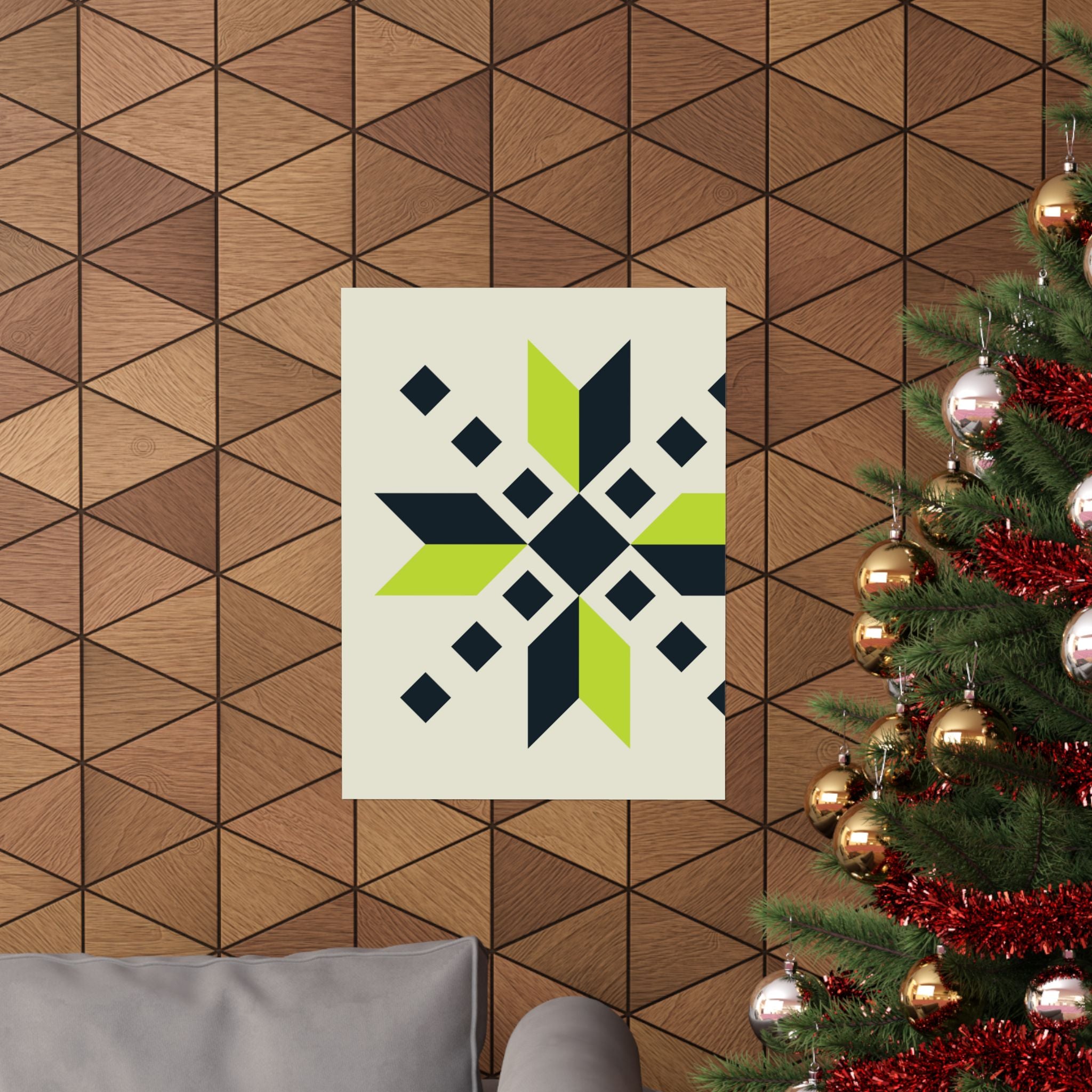 Geometric Green Starburst Poster