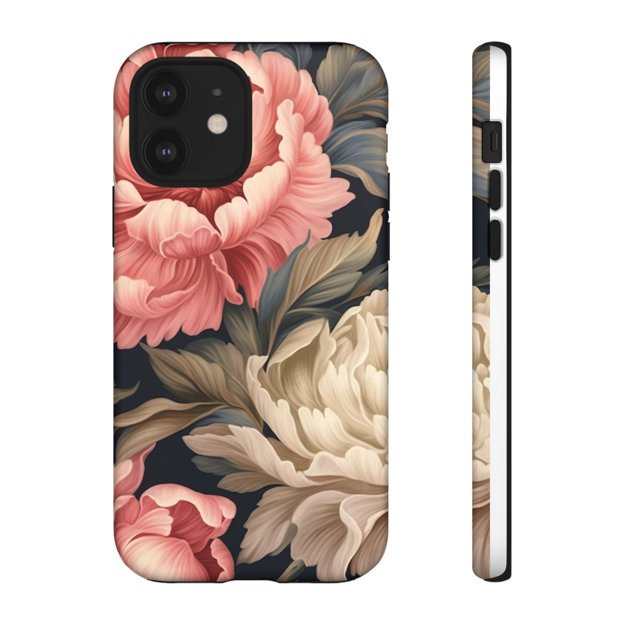 Blush Peony Floral iPhone Case - Hexagon Stone