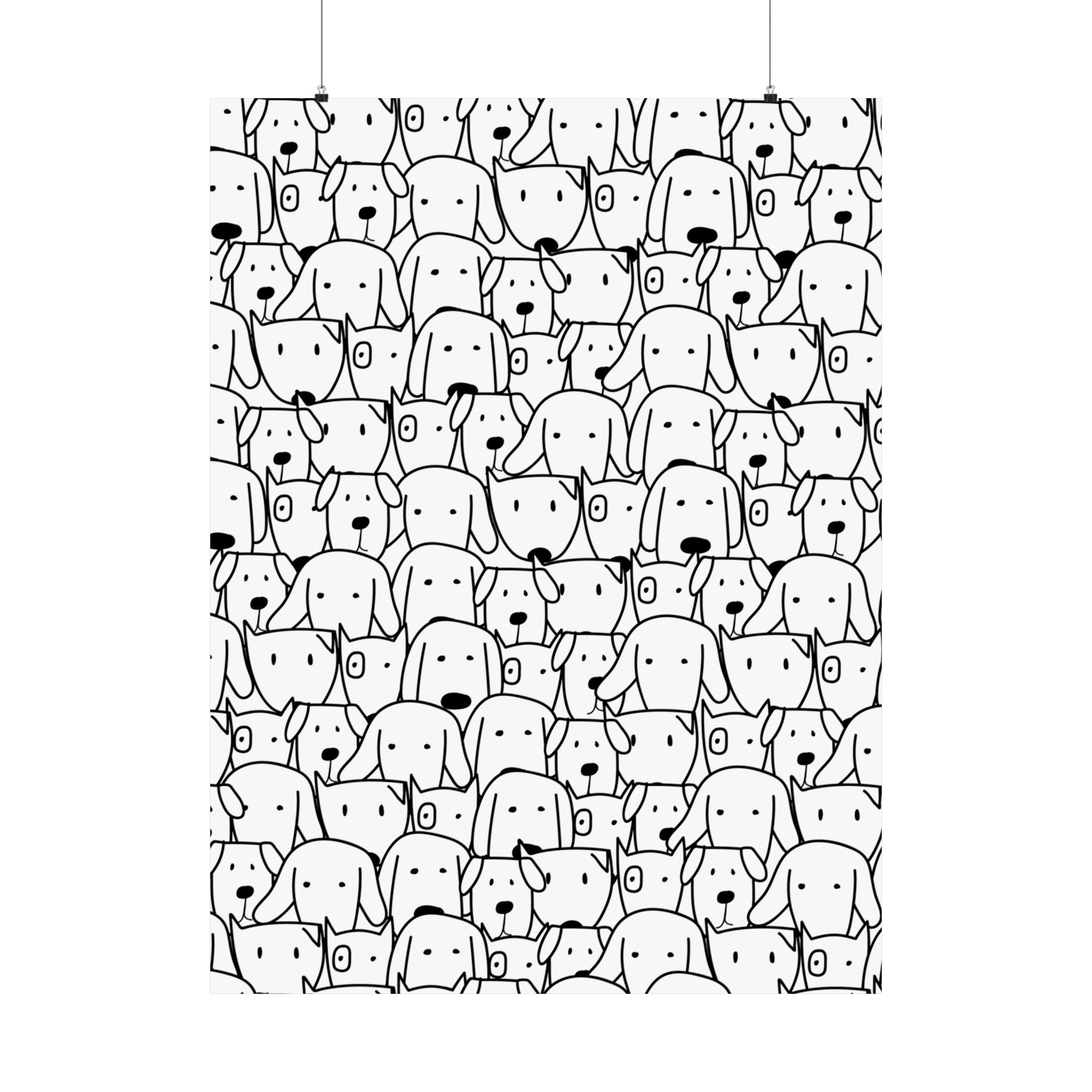 Cute Dog Faces Pattern Poster