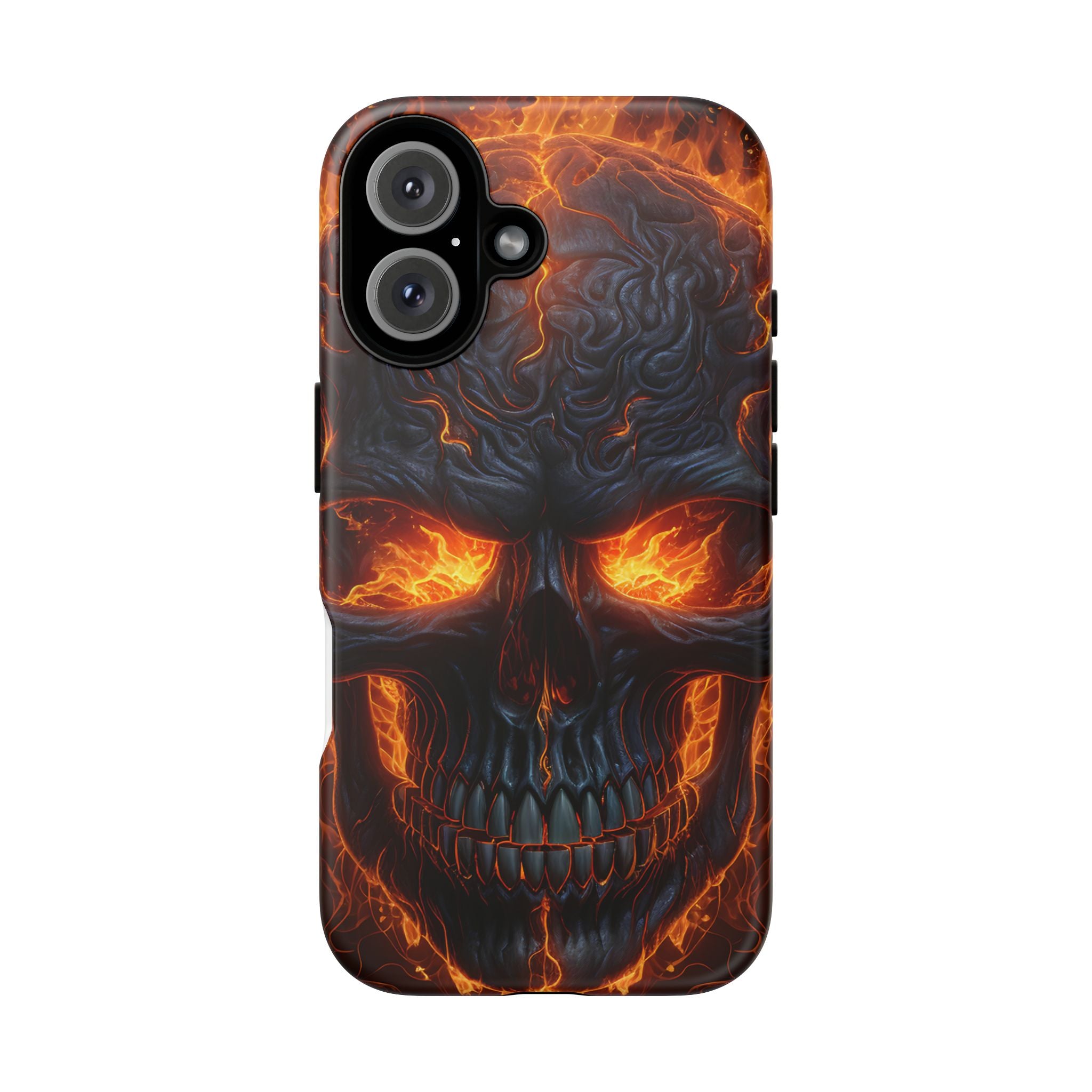 Fiery Skull Hexagon iPhone Case - Rugged Texture