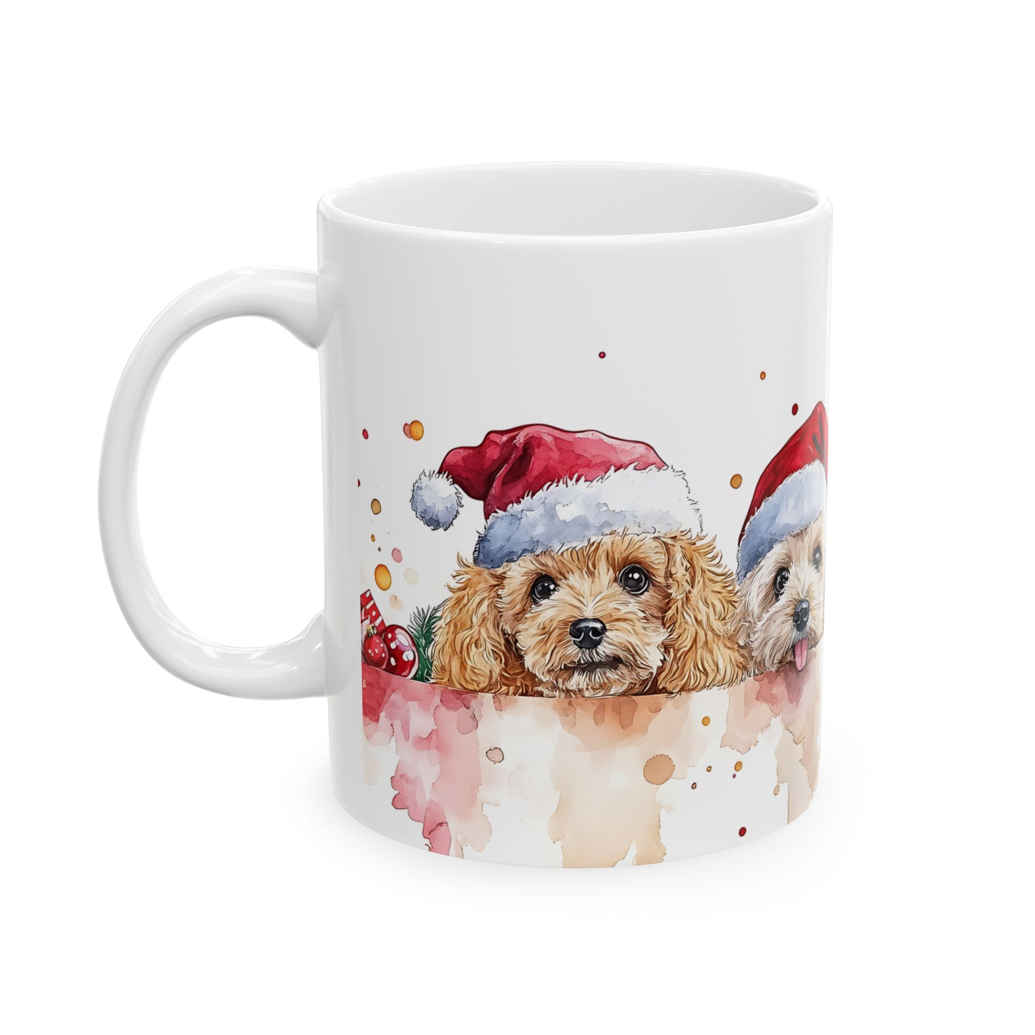 Santa Poodle Puppy Christmas Mug