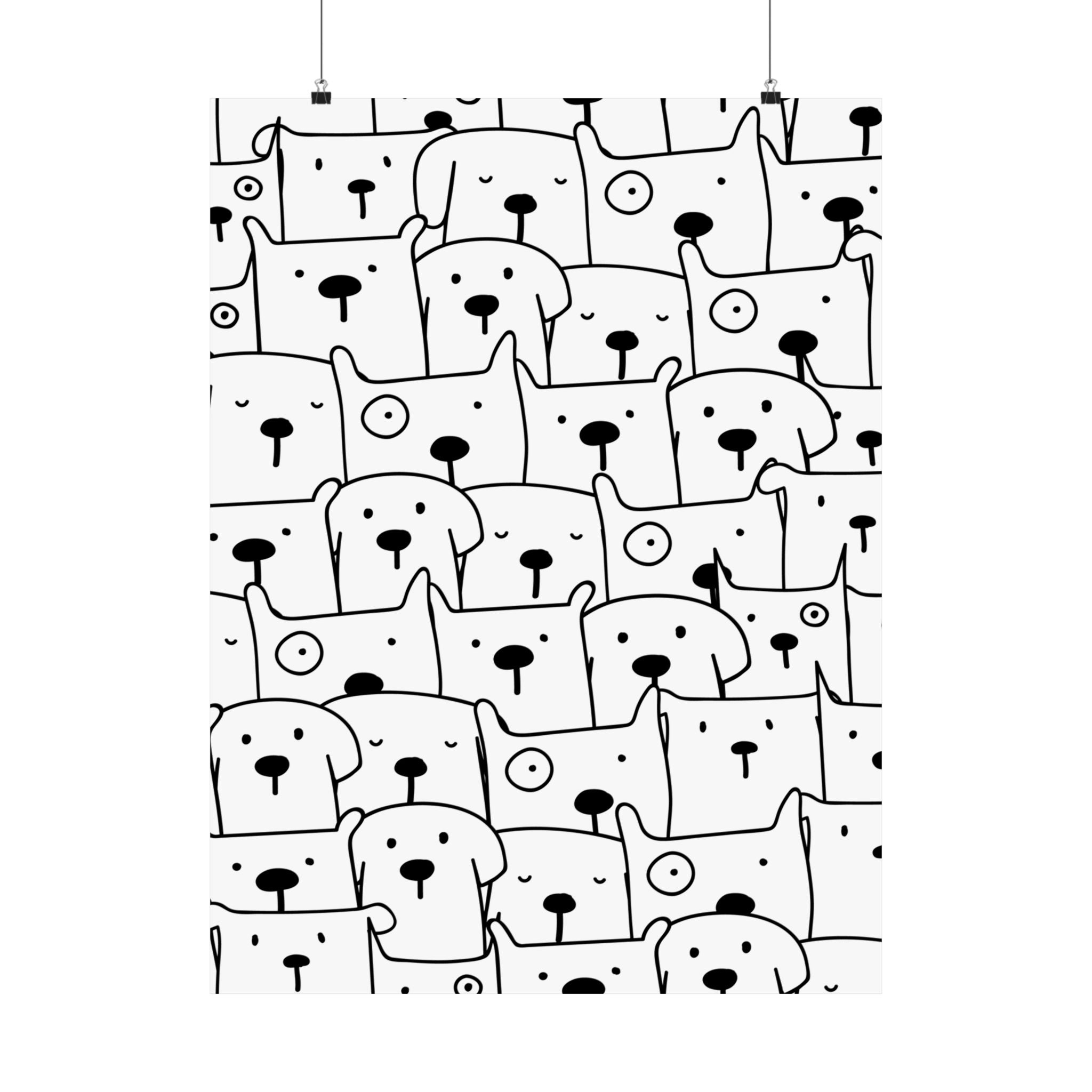 Cute Puppy Faces: Whimsical Dog Poster