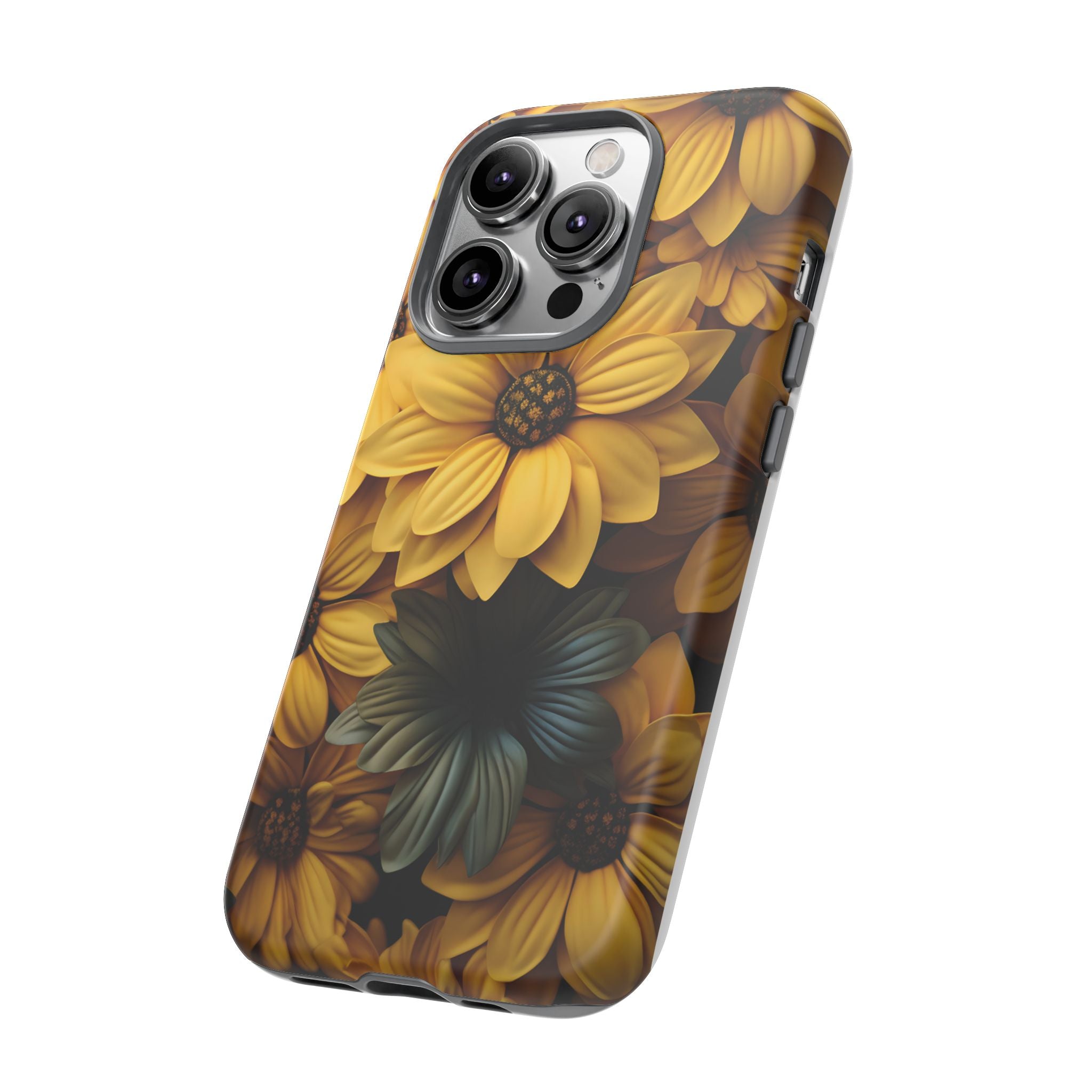 Golden Bloom Hexagon iPhone Case - Rugged Texture