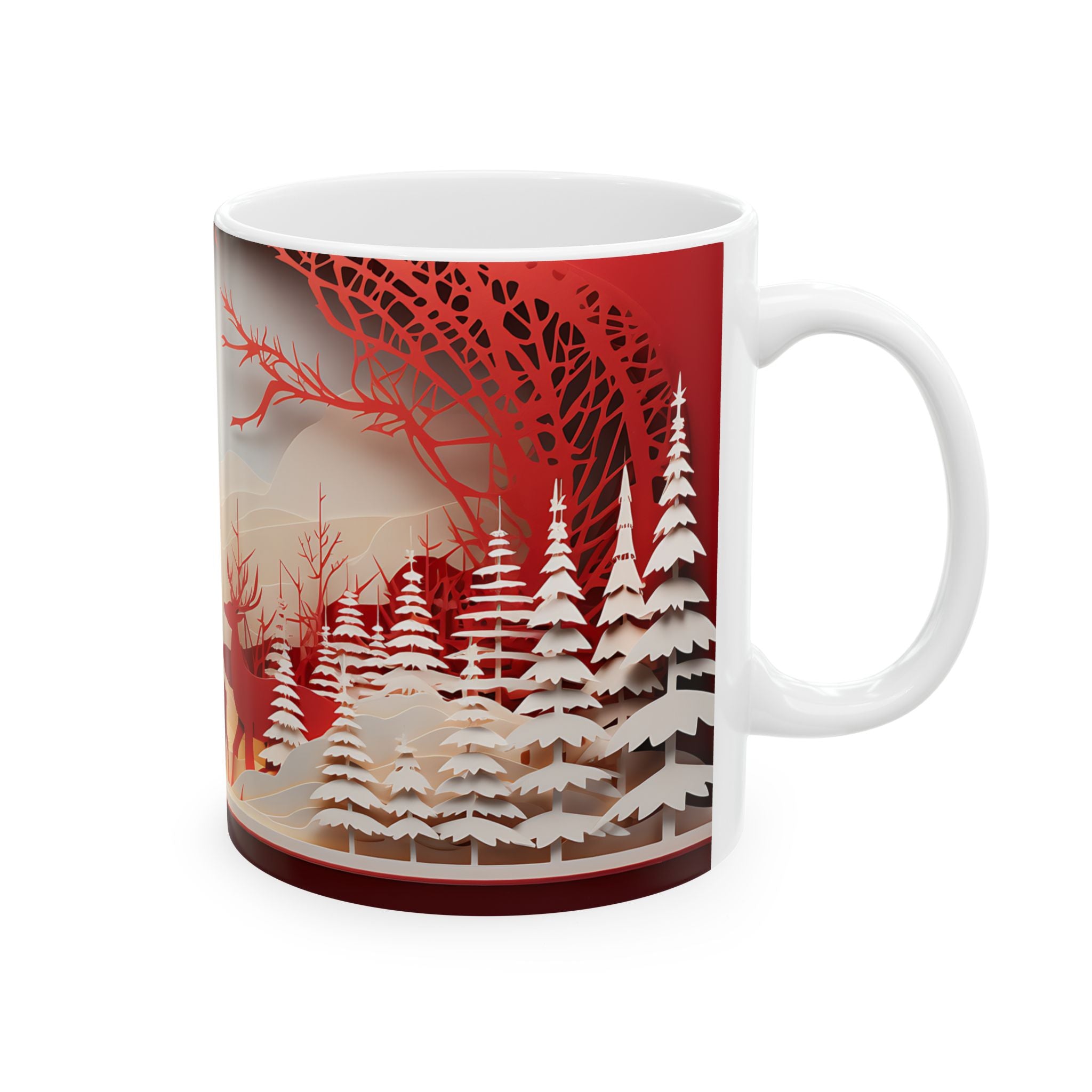 Winter Deer Paper Art Mug