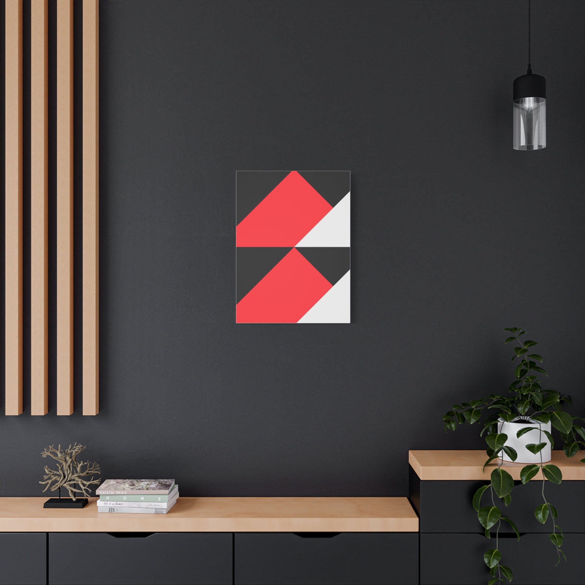 Geometric Red & Gray Canvas Art