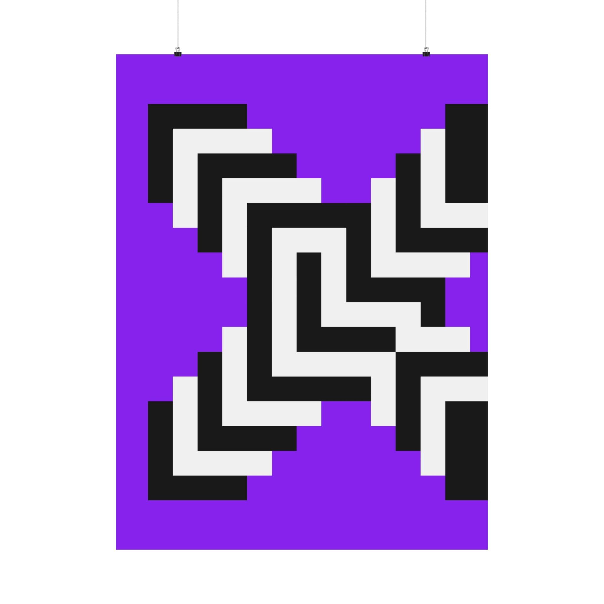 Geometric Pixel Art Purple Poster