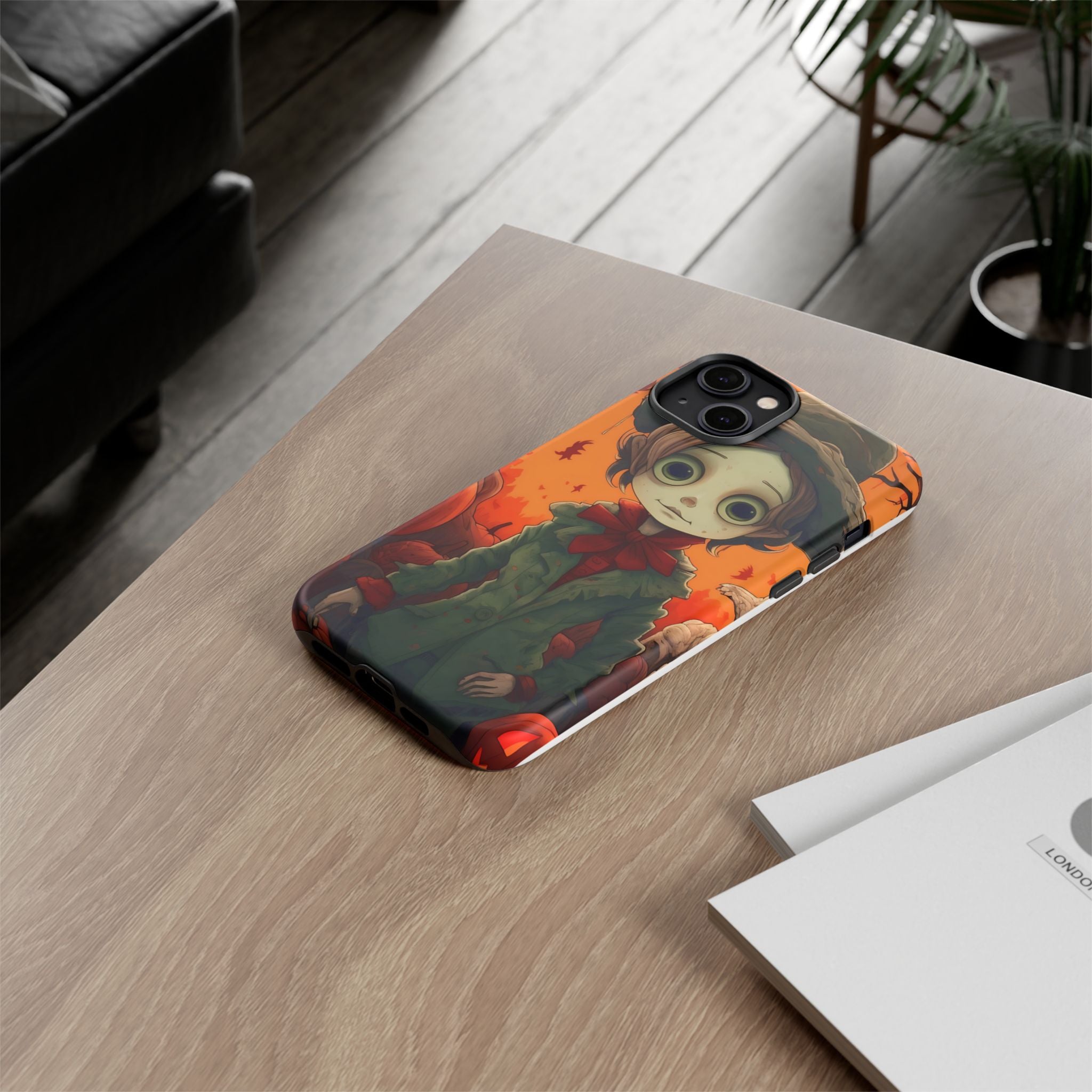 Spooky Autumn Child Hexagon Stone iPhone Case