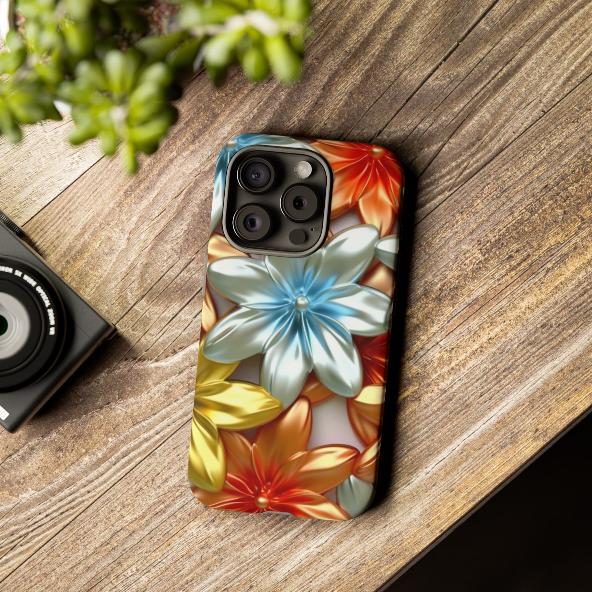 Metallic Flower Hexagon iPhone Case - Rugged