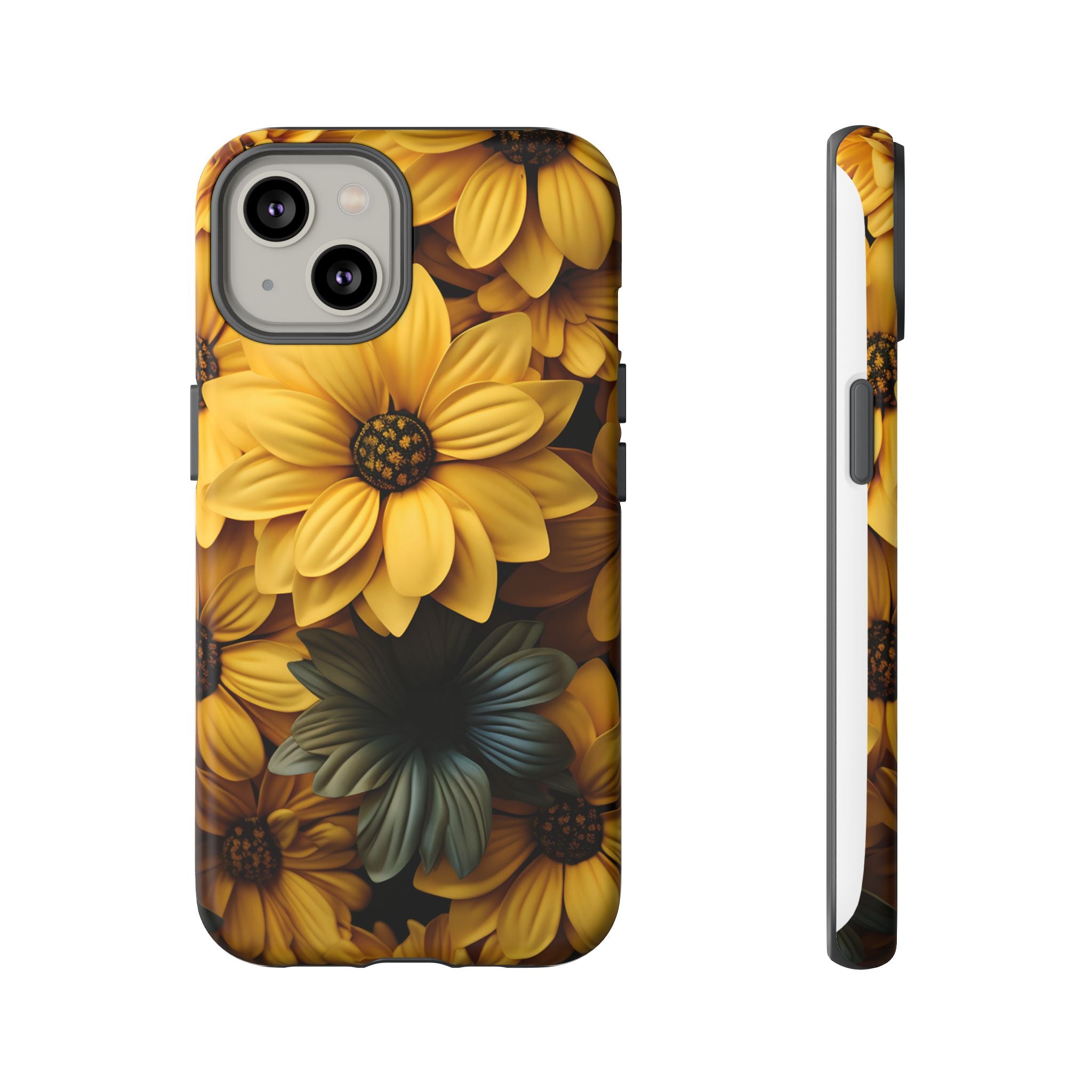 Golden Bloom Hexagon iPhone Case - Rugged Texture