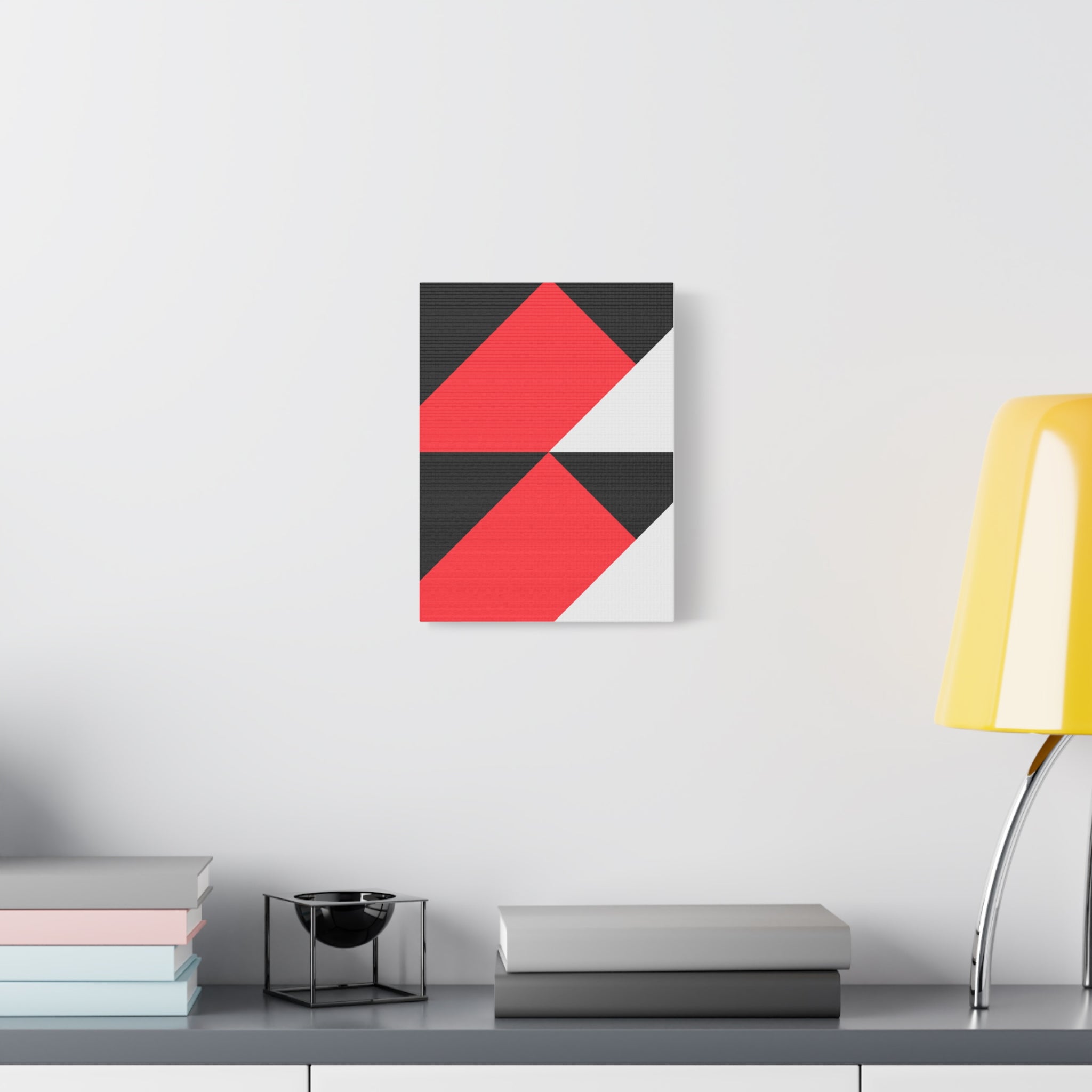 Geometric Red & Gray Canvas Art