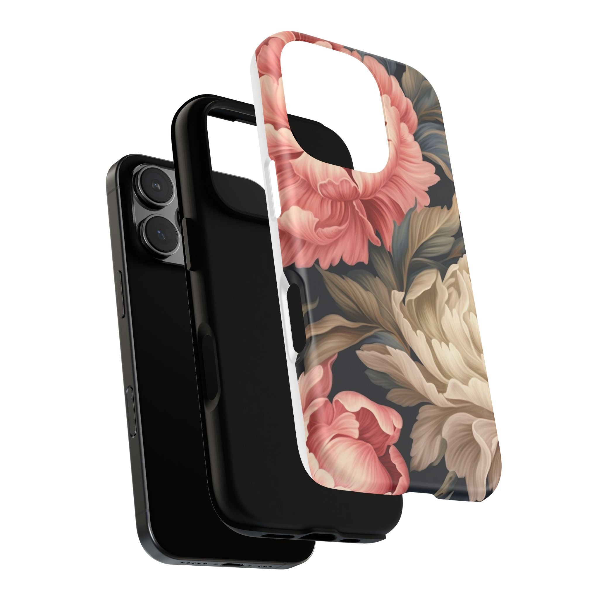 Blush Peony Floral iPhone Case - Hexagon Stone