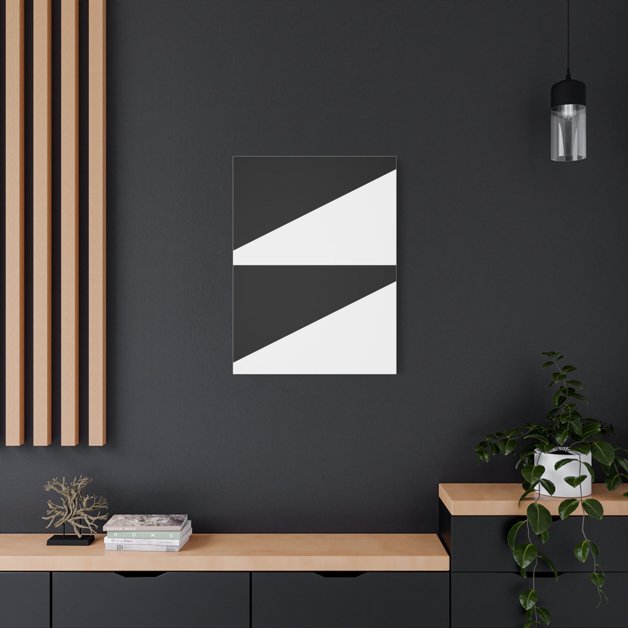 Geometric Black Triangles Canvas Art