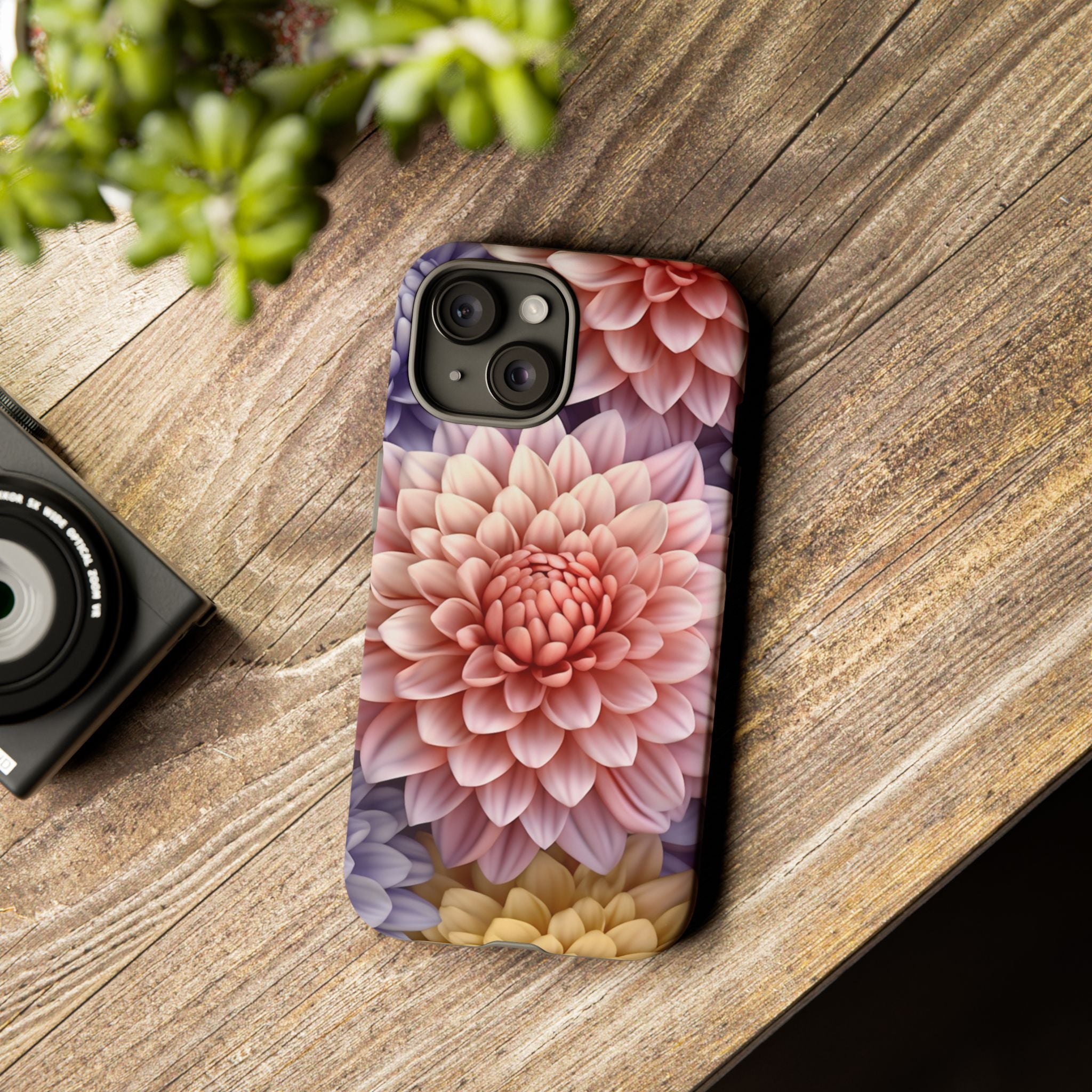 Dahlia Bloom Hexagon Stone iPhone Case