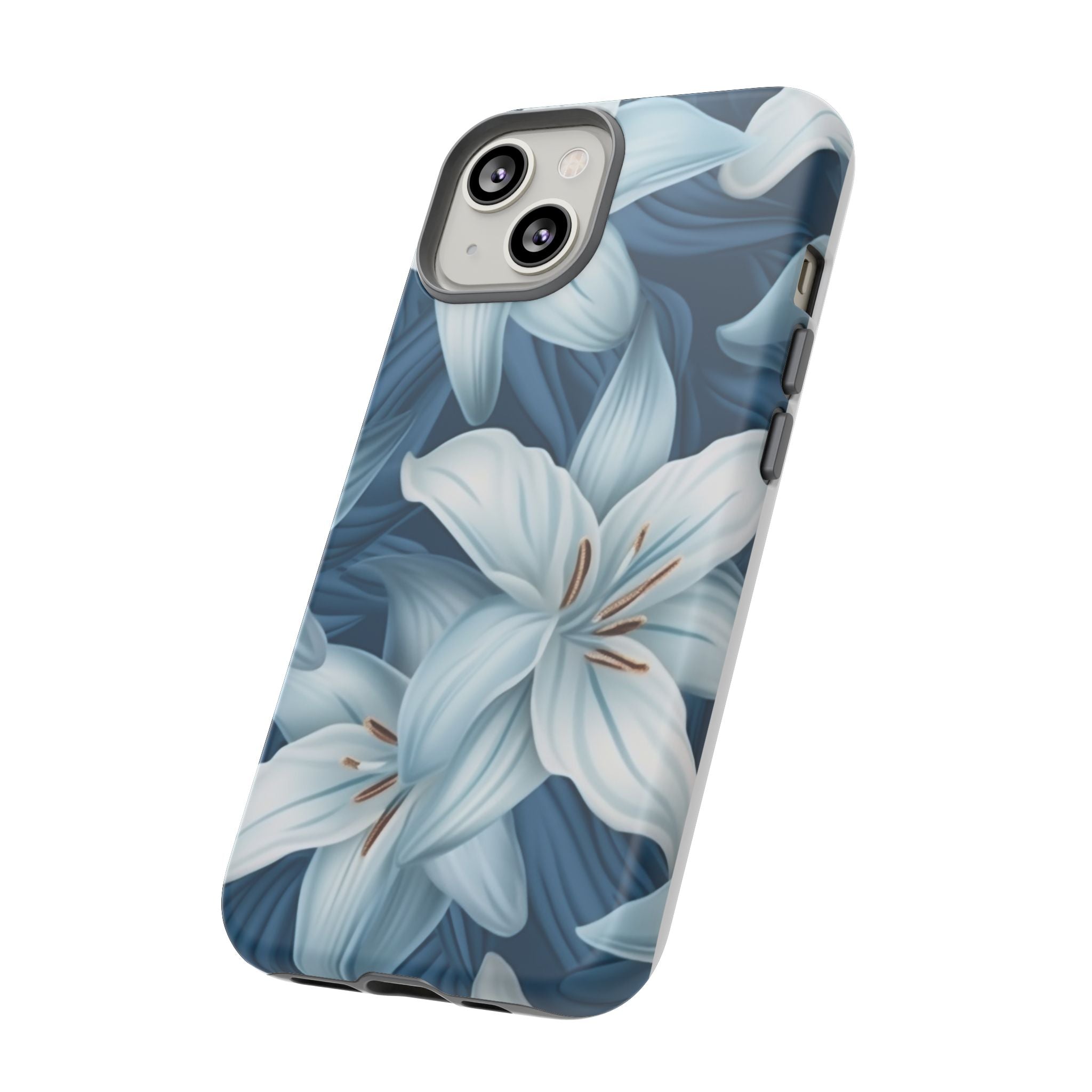 Pastel Blue Lily iPhone Case - Hexagon Stone