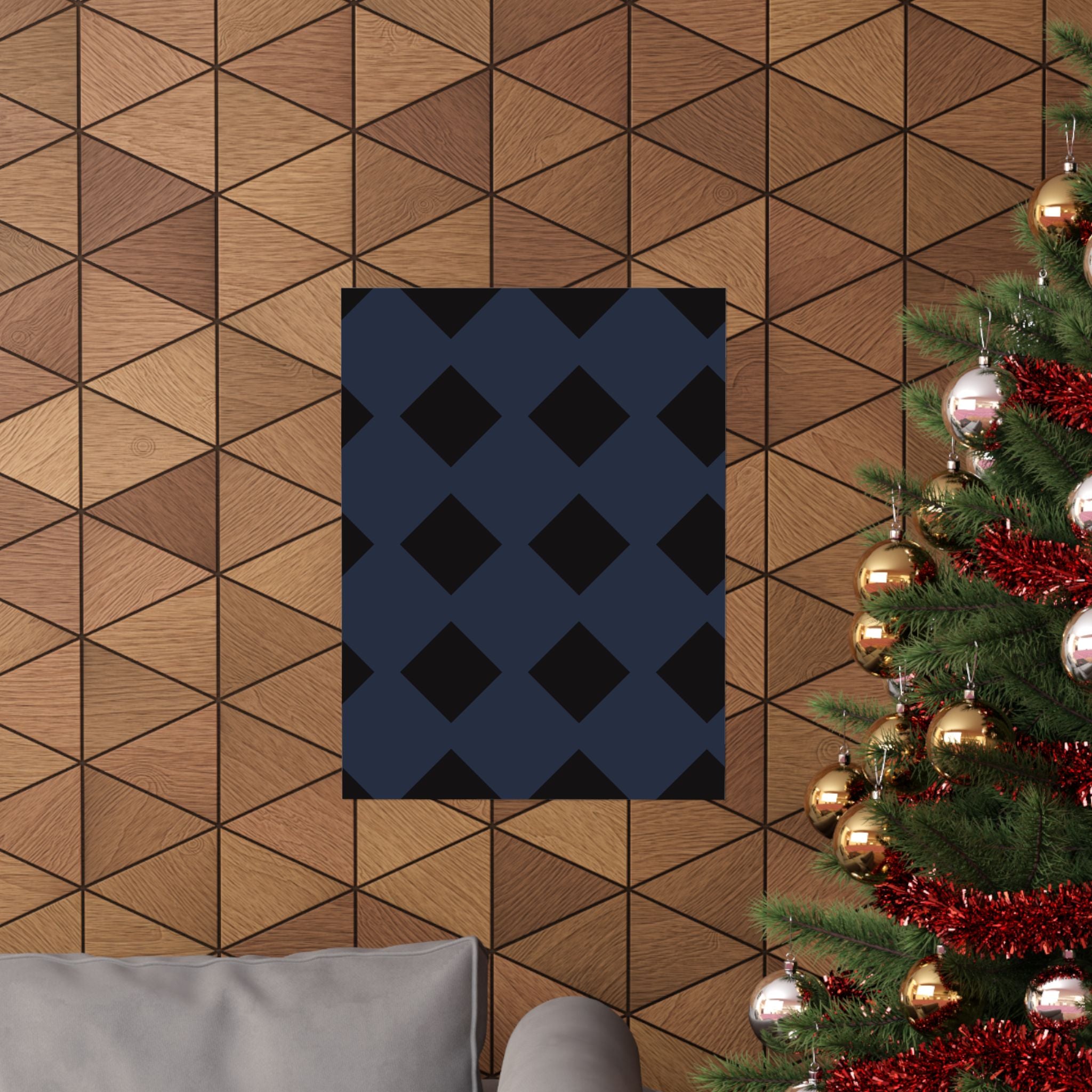 Geometric Dark Blue Diamond Poster