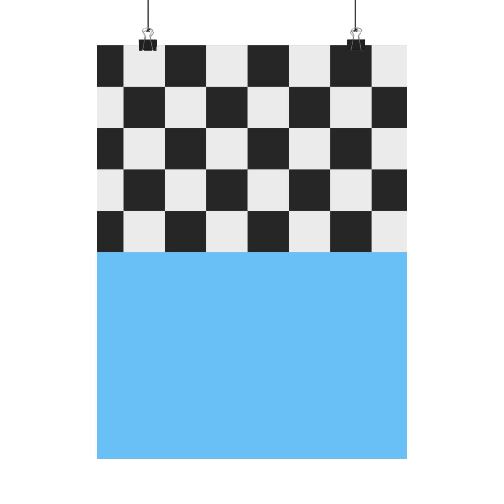 Checkered & Blue Modern Geometric Poster