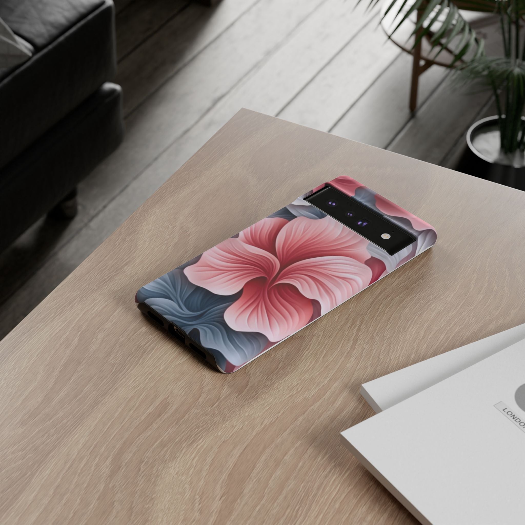 Abstract Floral Google Pixel Case (All Models) - Pink & Grey