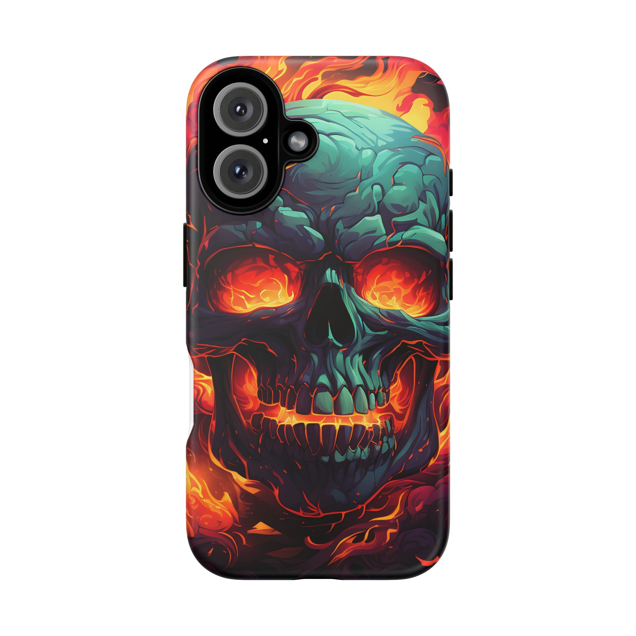 Fiery Skull Hexagon iPhone Case - Rugged