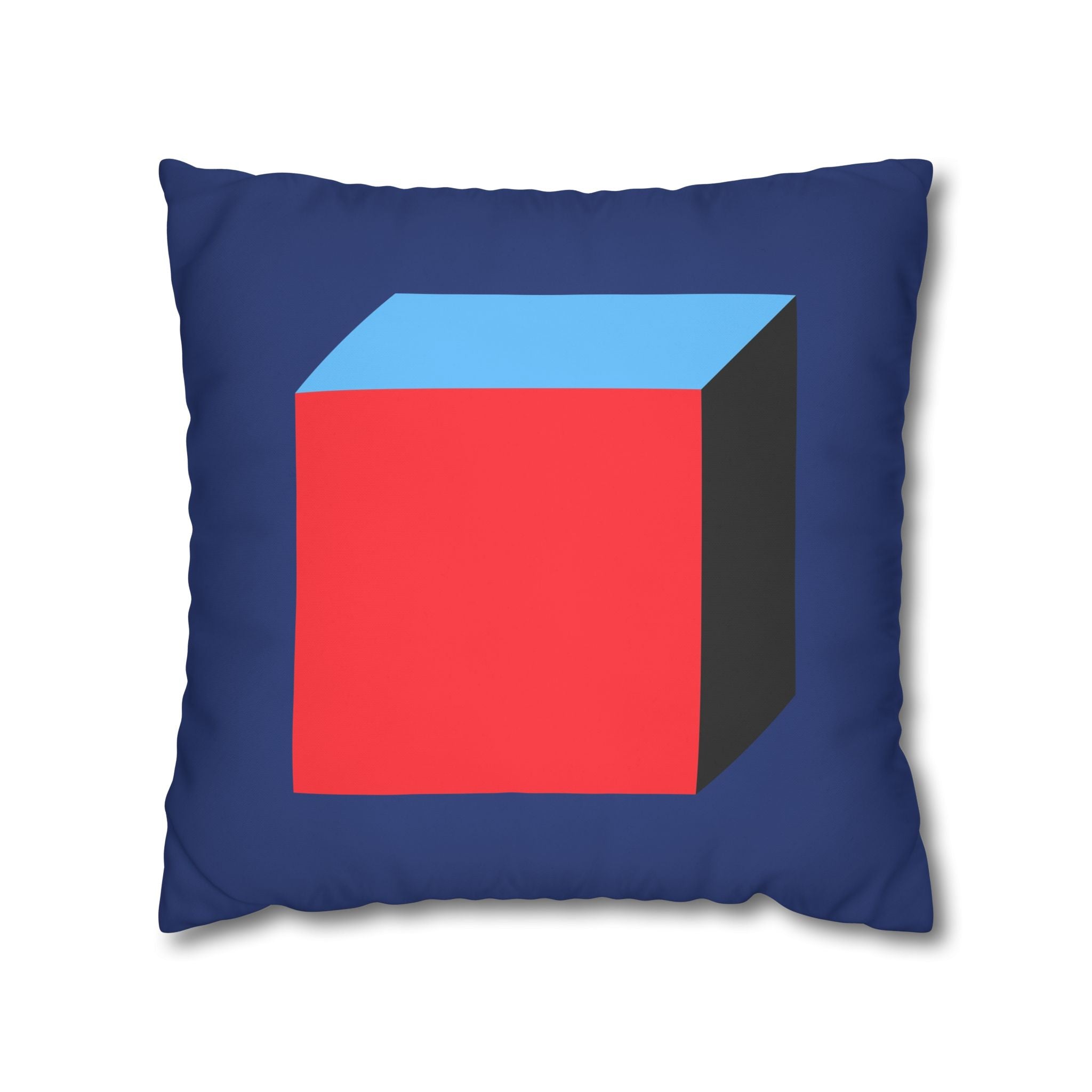 Geometric Cube Pillowcase - Red & Blue