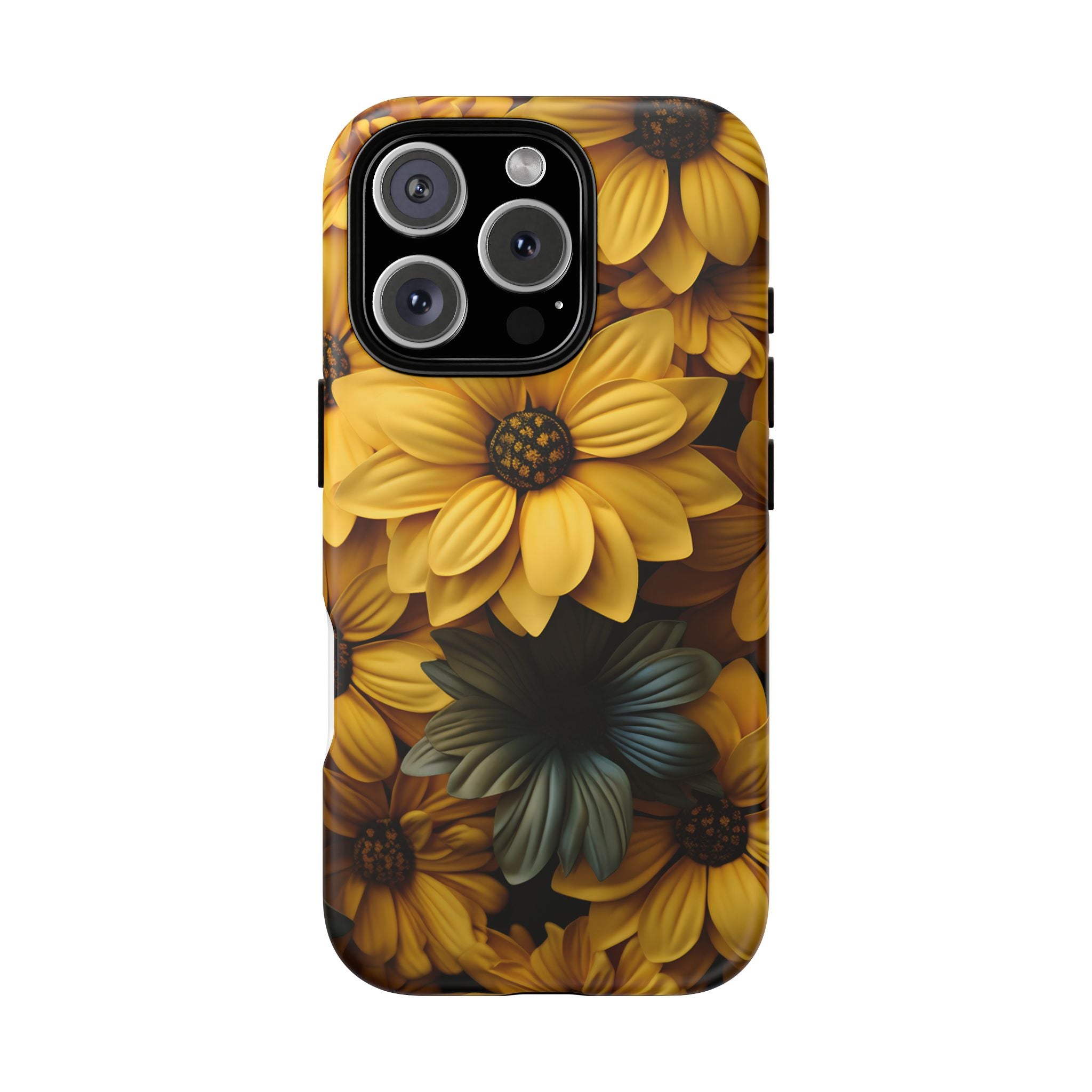 Golden Bloom Hexagon iPhone Case - Rugged Texture