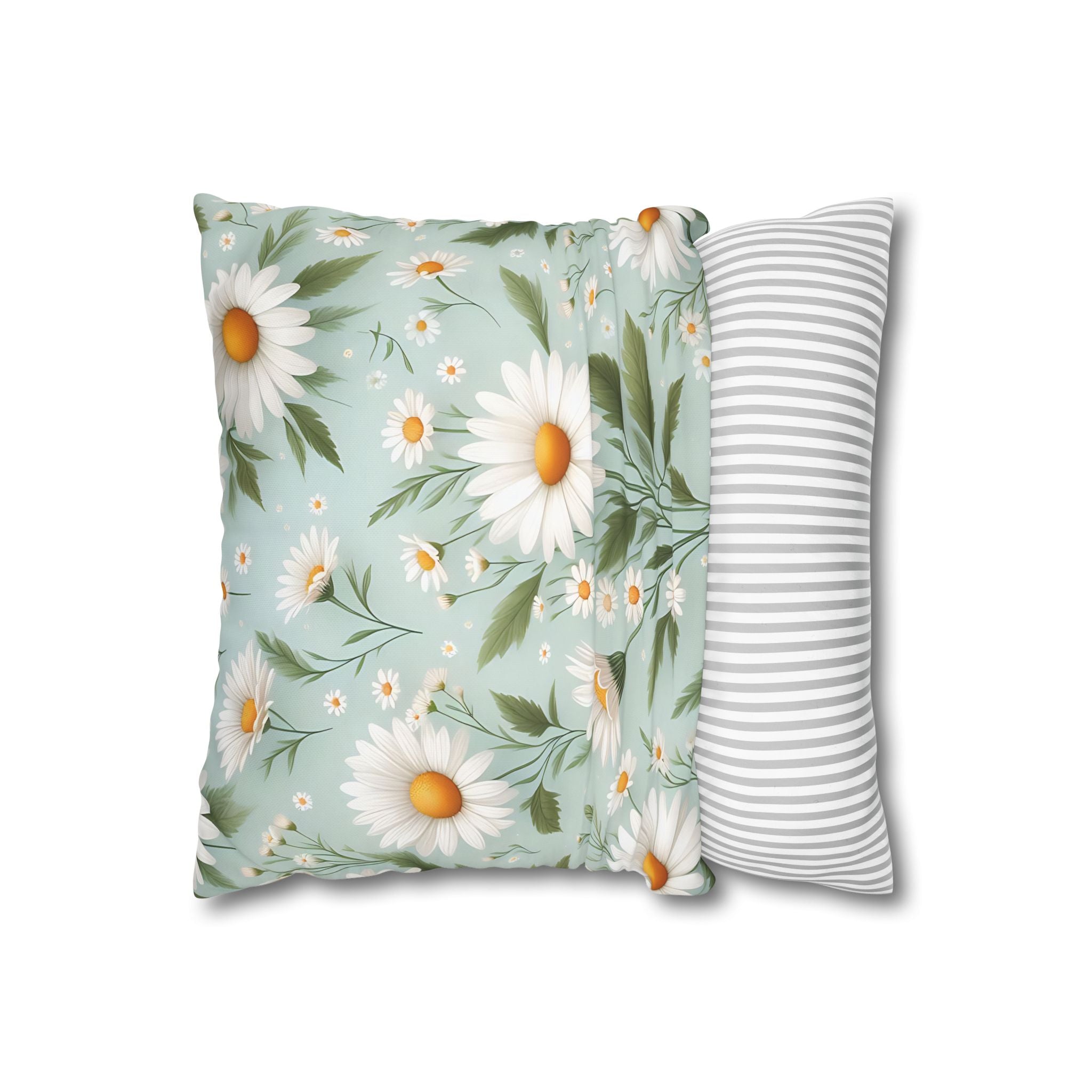 Daisy Floral Pillowcase - Teal & White