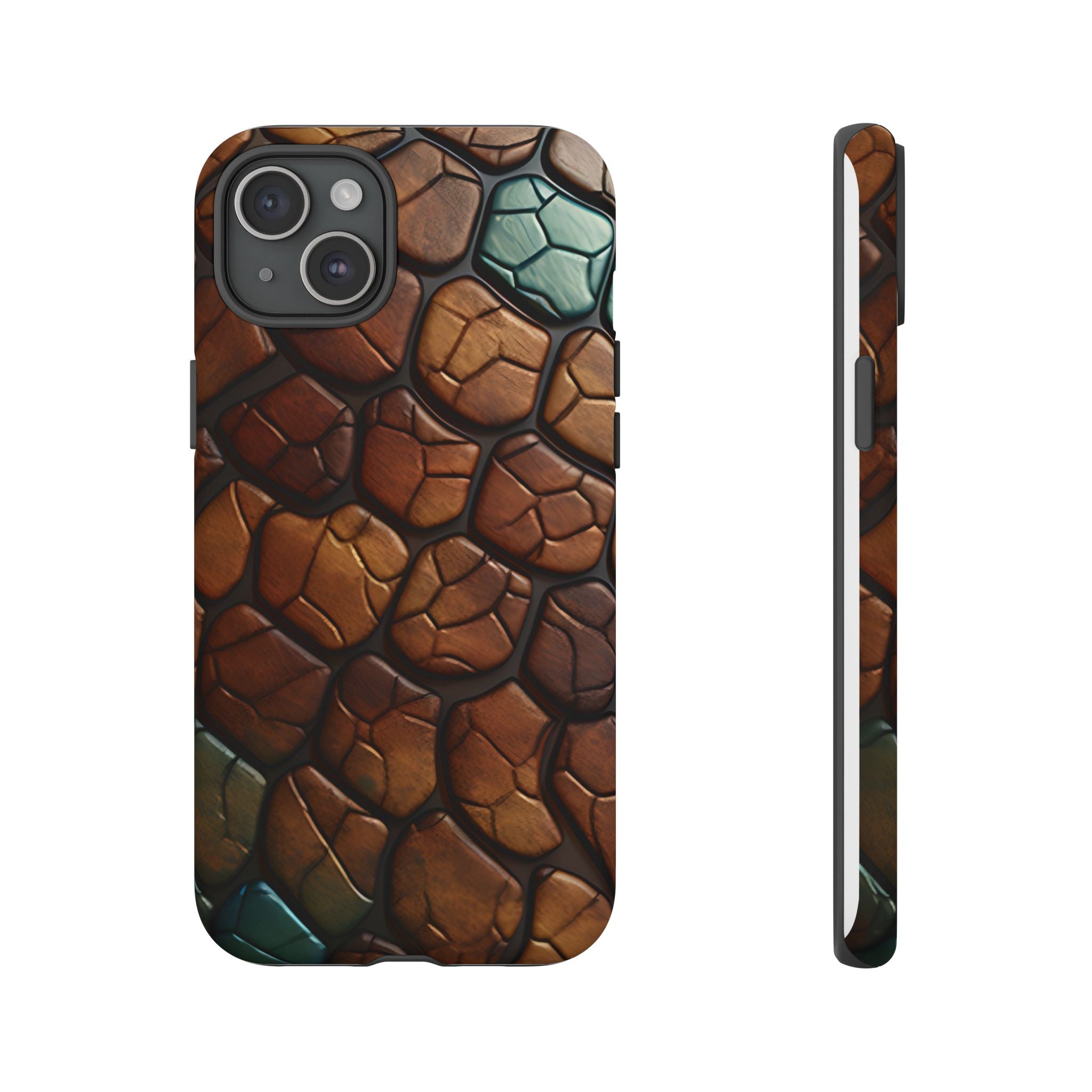 Mosaic Reptile iPhone Case - Teal & Brown