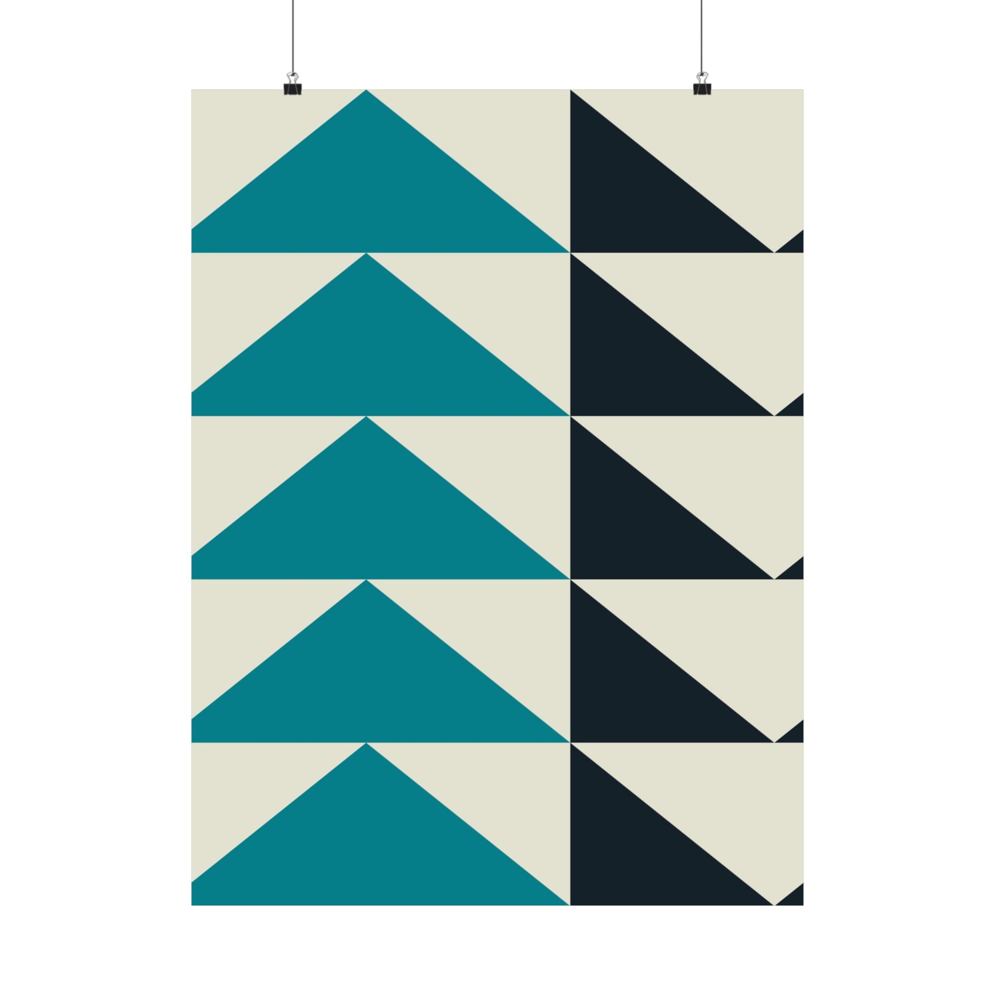 Geometric Teal & Black Triangle Art Poster