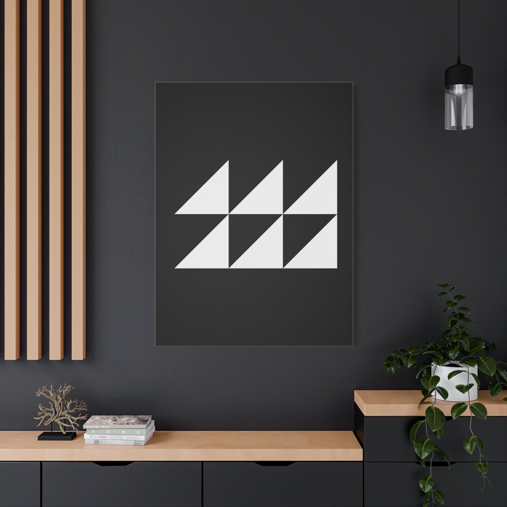 Geometric Triangles Matte Canvas Art