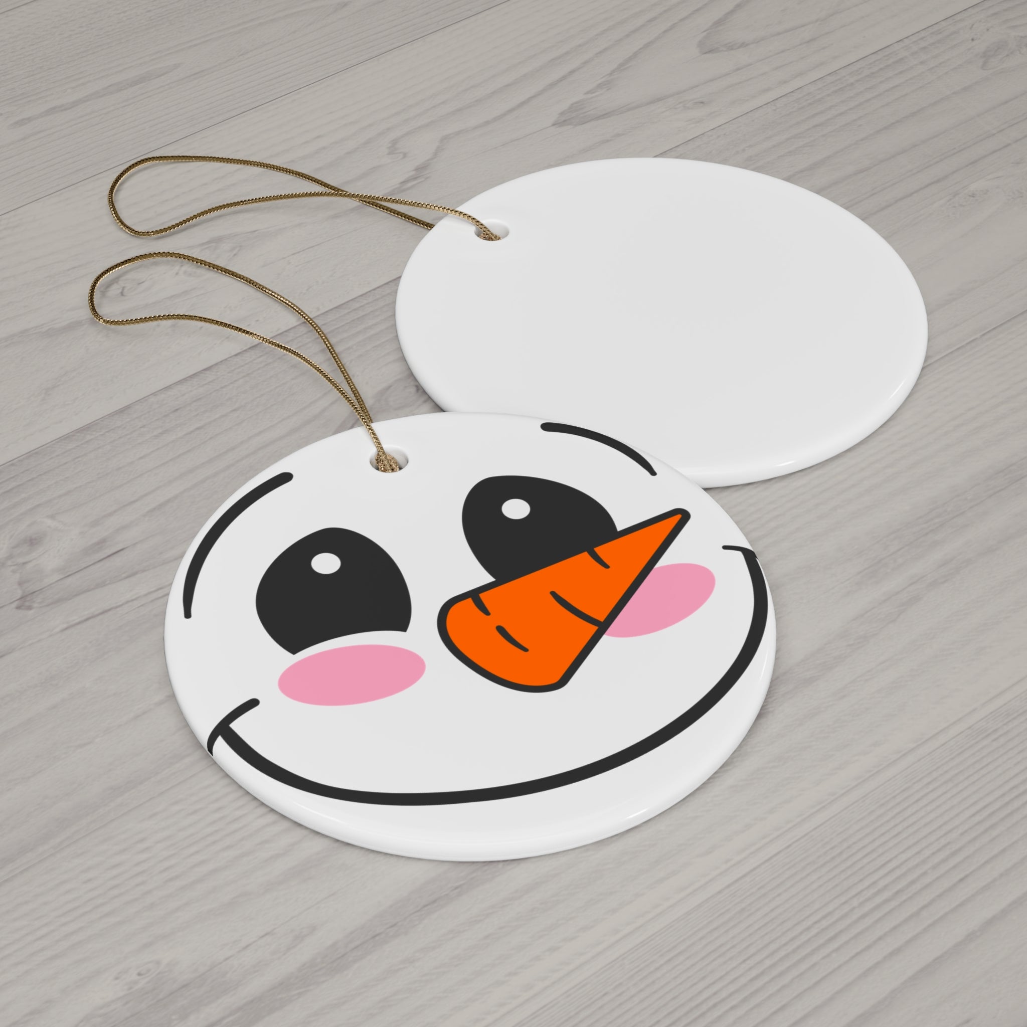 Smiling Snowman Ceramic Ornament