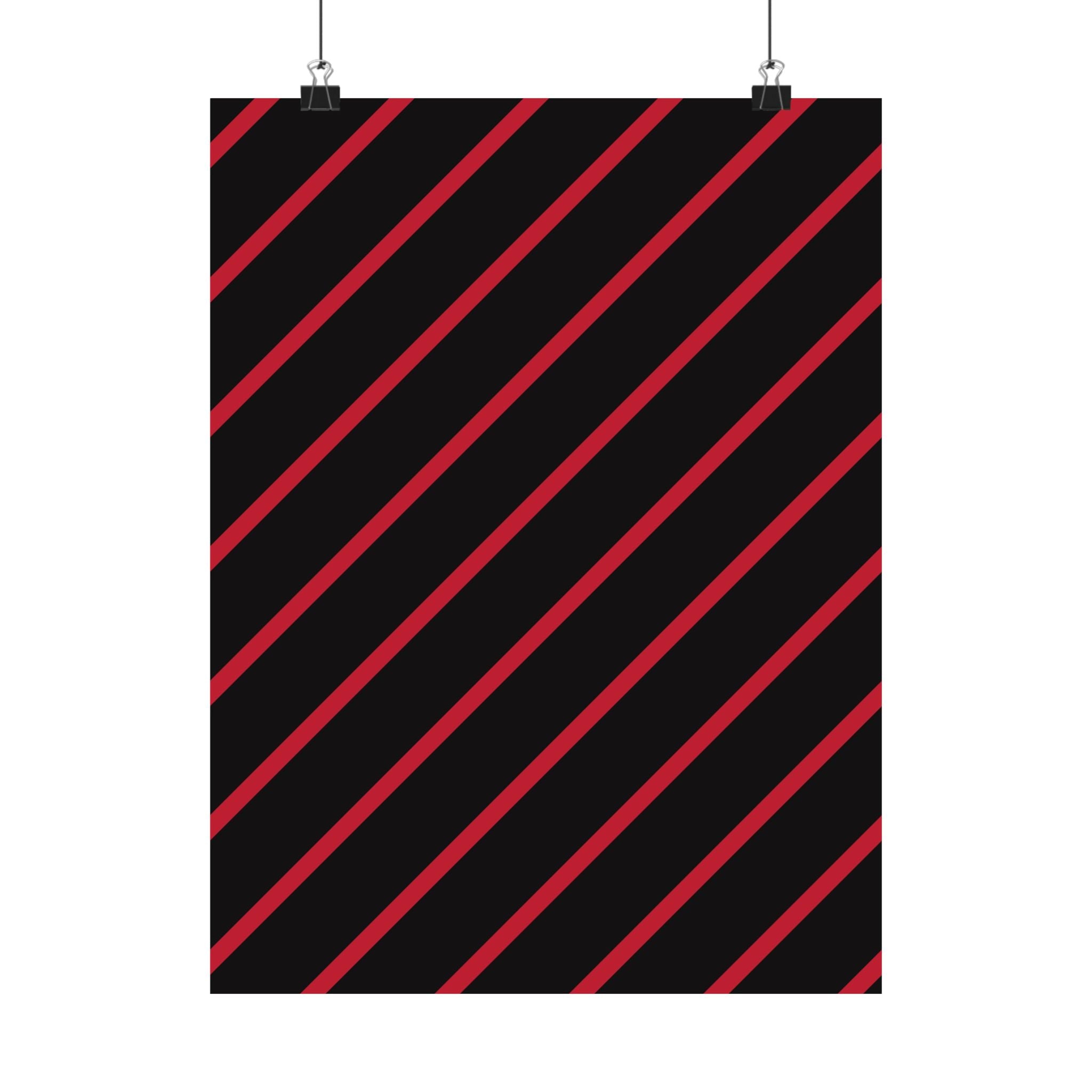 Crimson Diagonal Stripes: Modern Art Poster