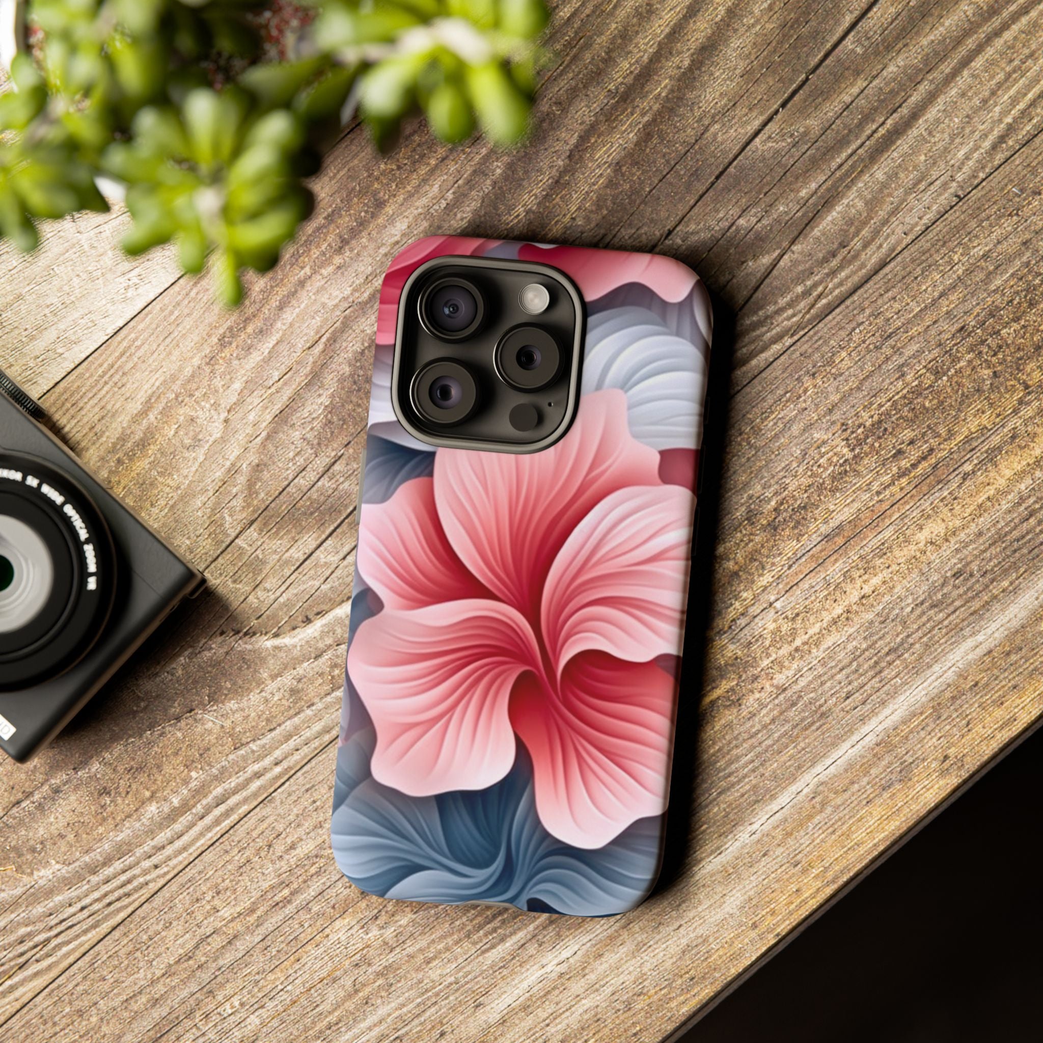 Abstract Floral Pink iPhone Case - Hexagon Stone