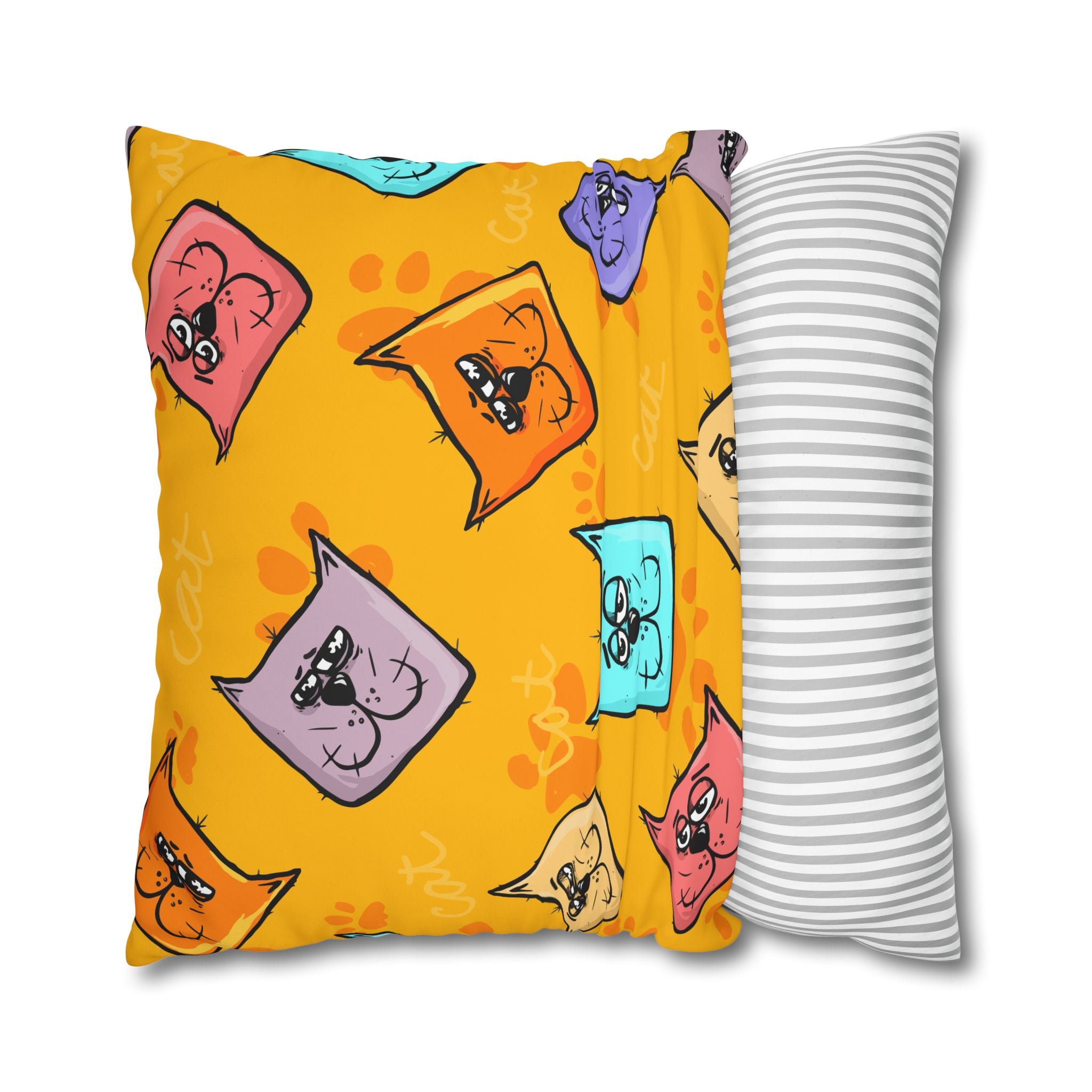 Pastel Cat Pillowcase - Gold Paw Print