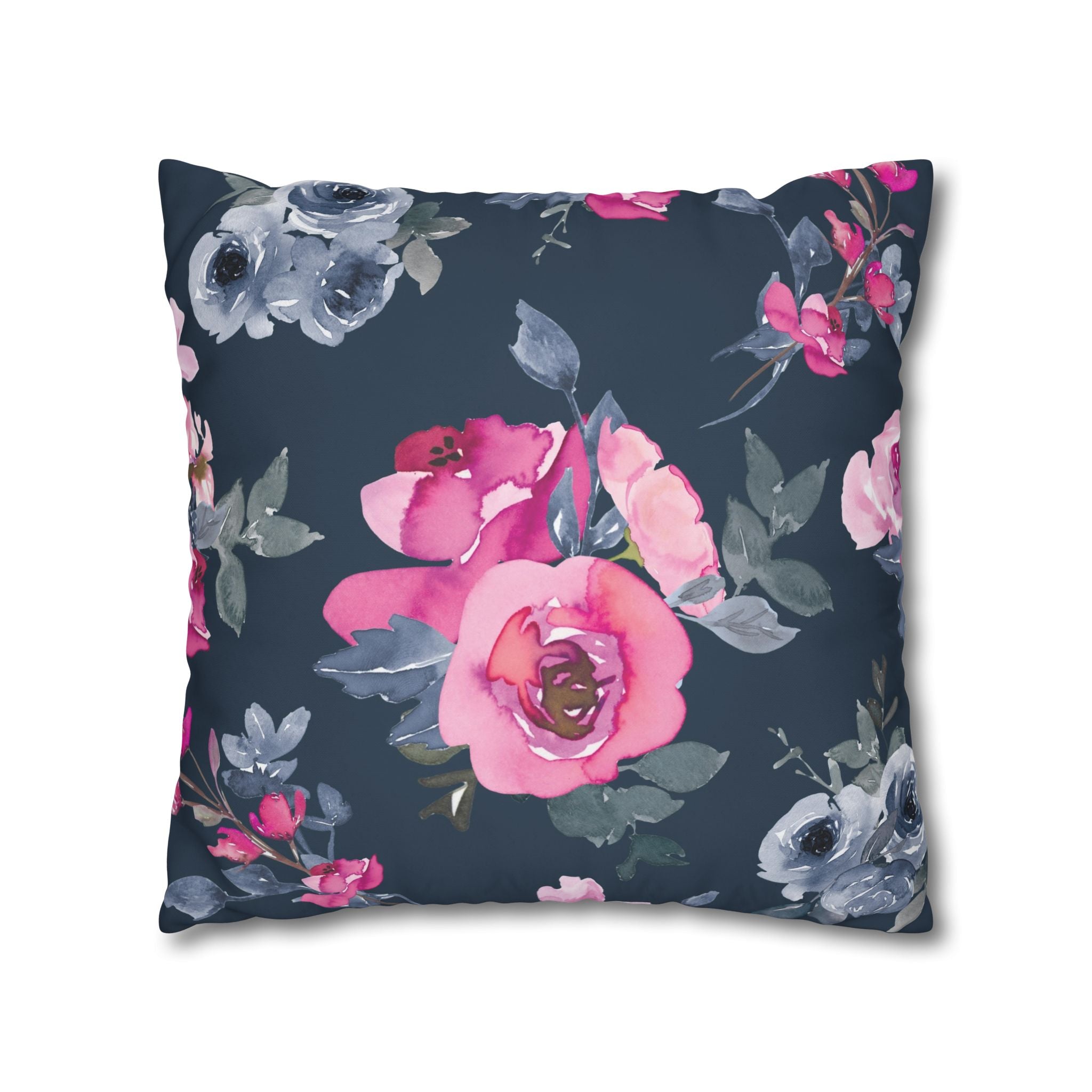 Teal Watercolor Floral Pillowcase