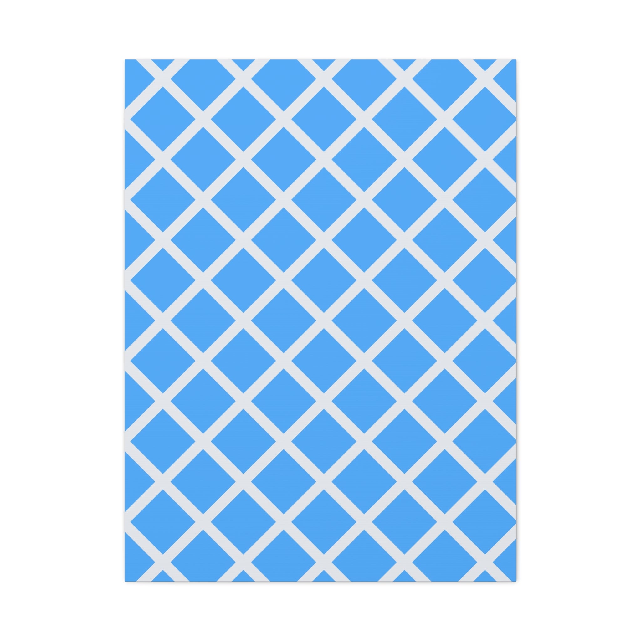 Sky Blue Diamond Grid Matte Canvas Art