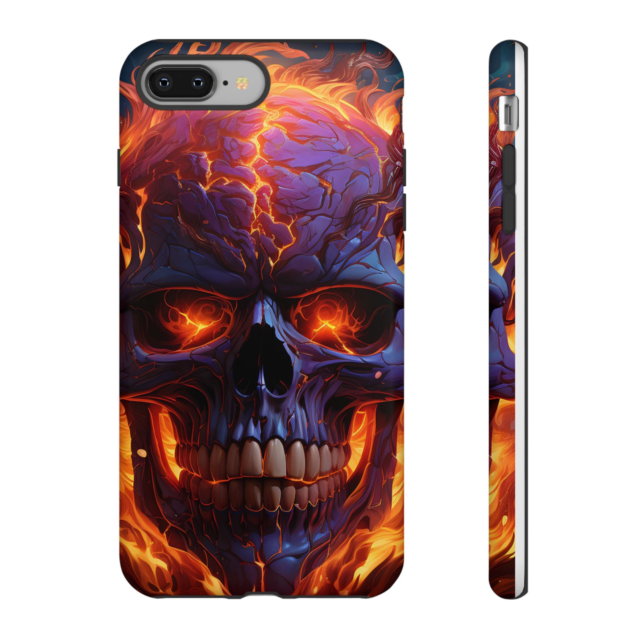 Fiery Skull Hexagon iPhone Case - Rugged Texture