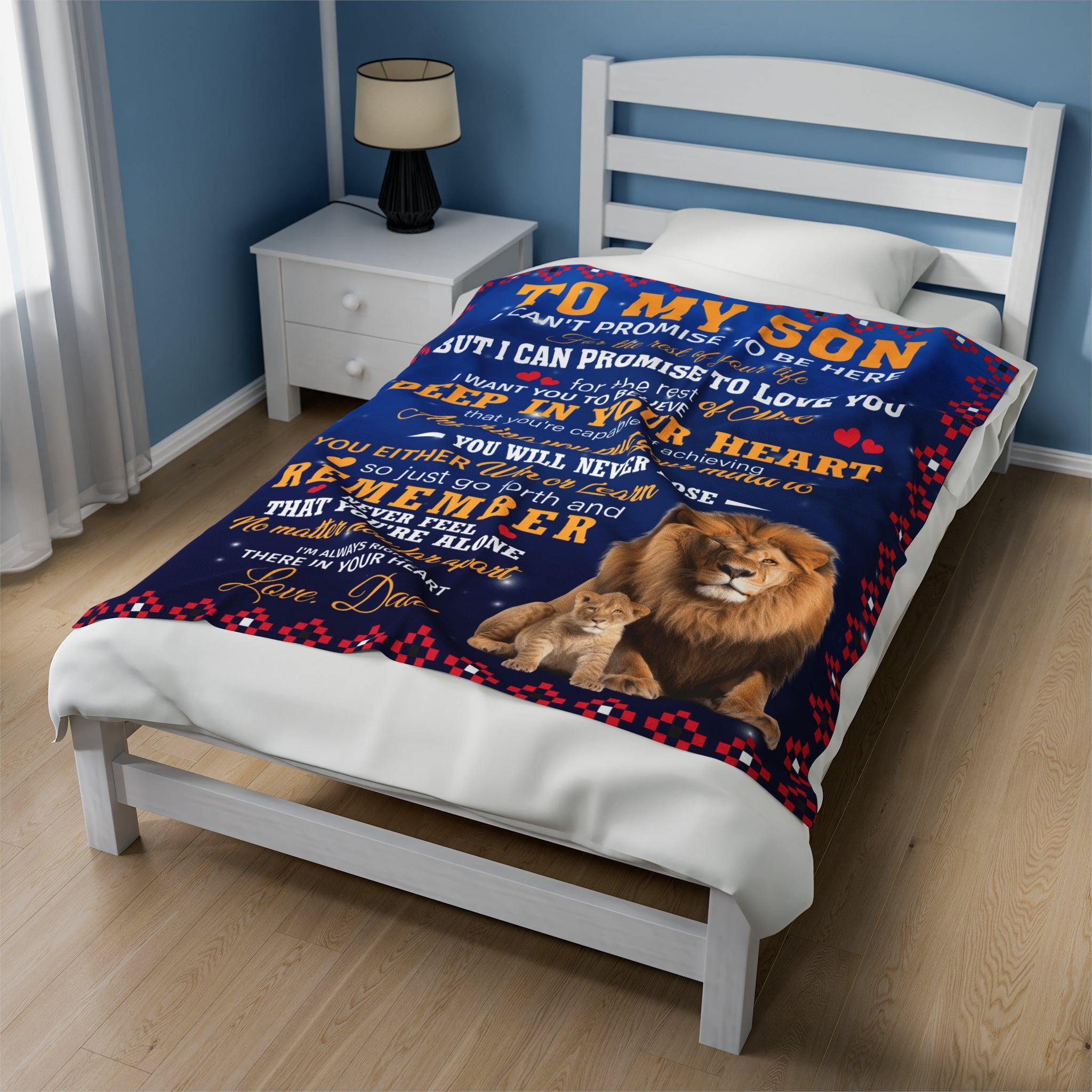 Dad's Lion Heart Velveteen Blanket