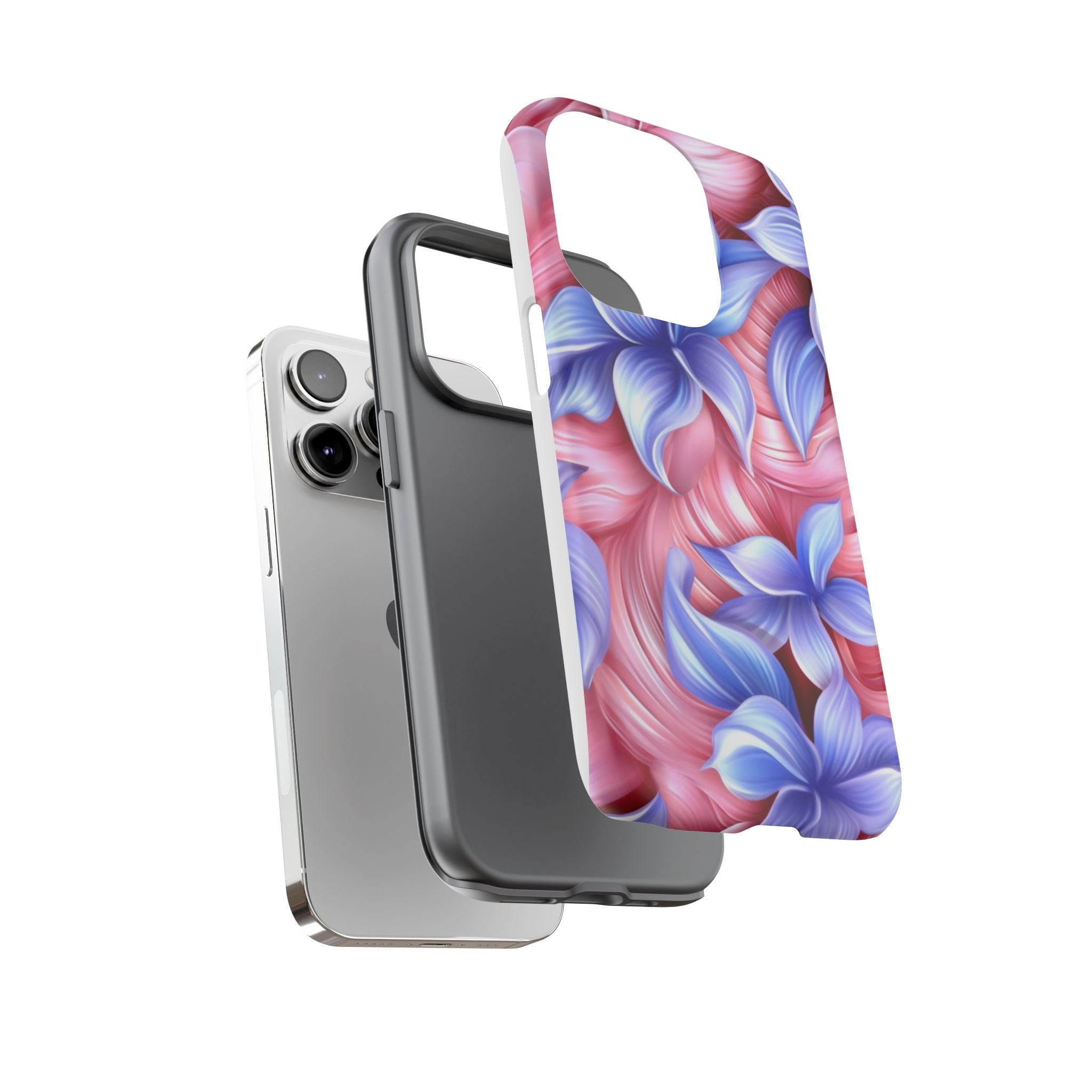 Dreamy Pink & Blue Floral iPhone Case - Hexagon Stone