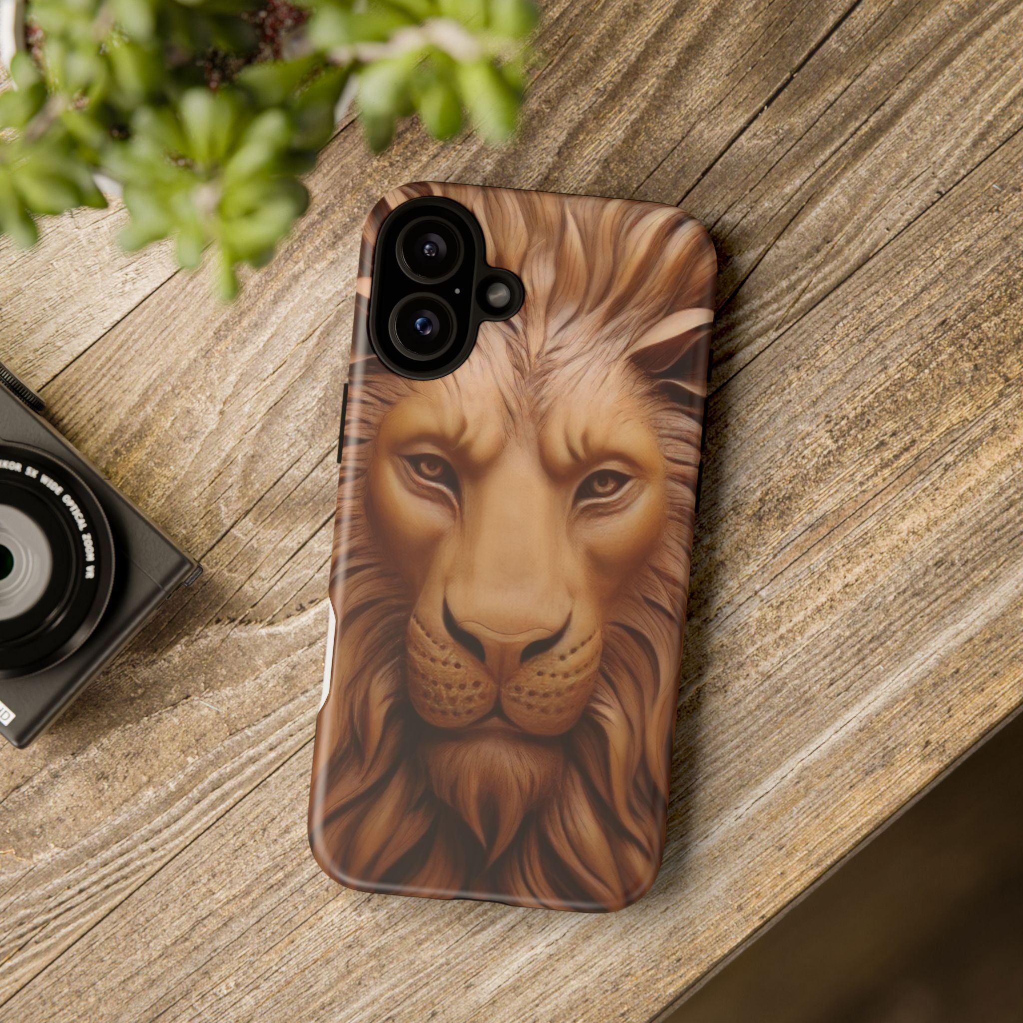 Majestic Lion Head Hexagon Stone iPhone Case