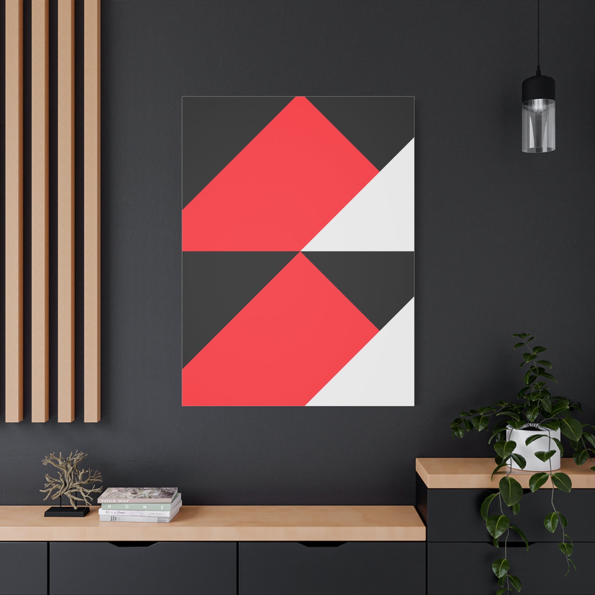 Geometric Red & Gray Canvas Art