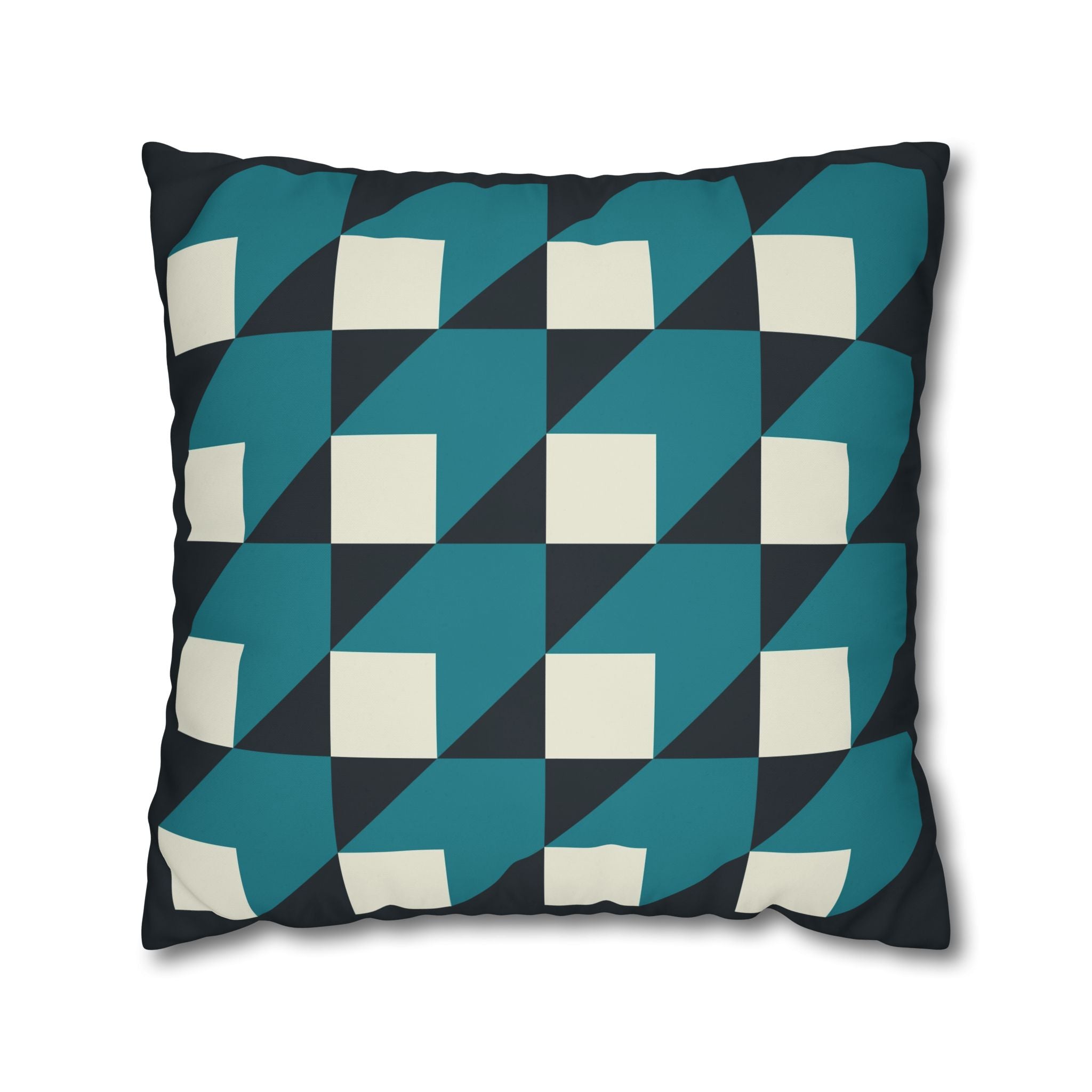 Geometric Teal & White Cube Pillowcase