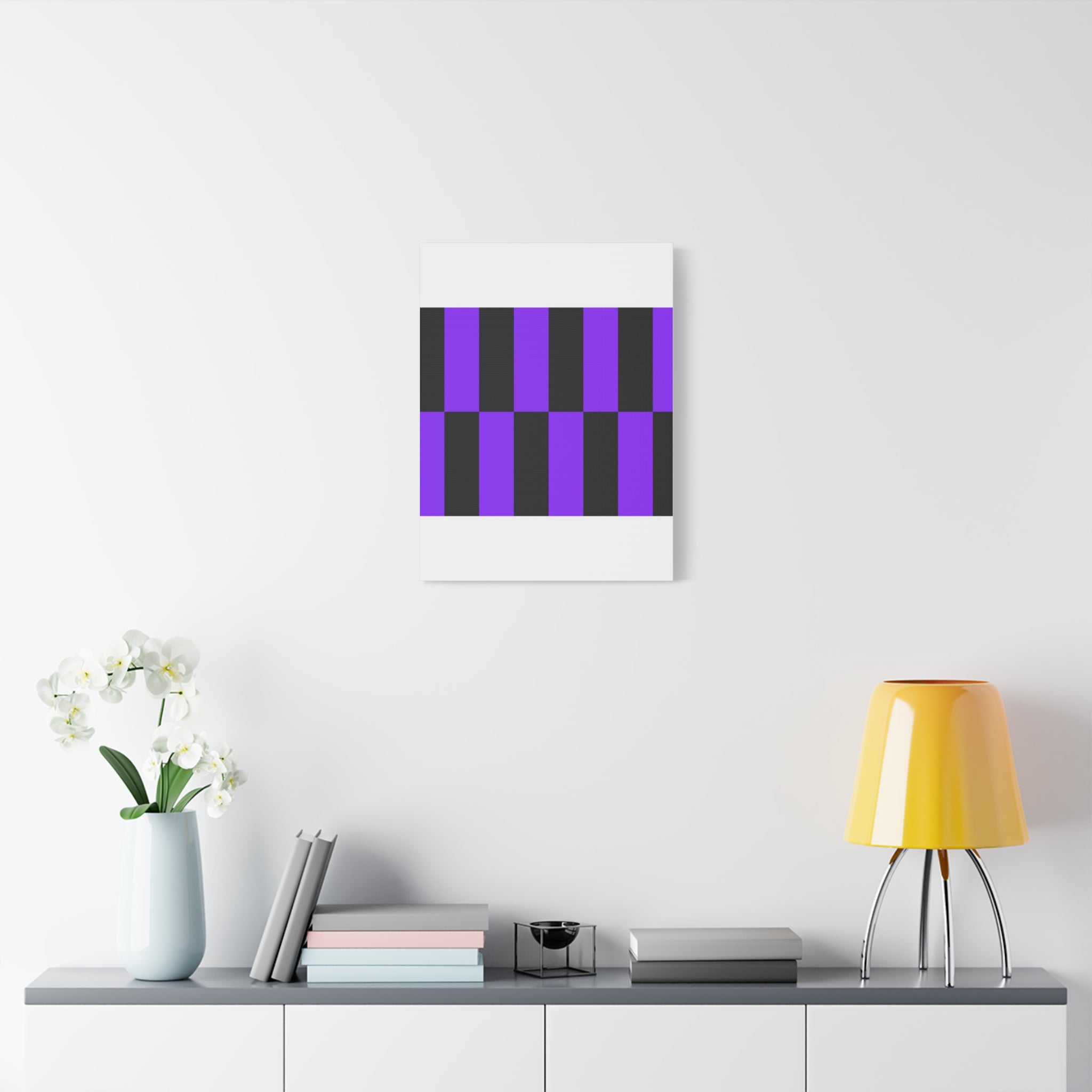 Violet & Charcoal Checkerboard Canvas Art