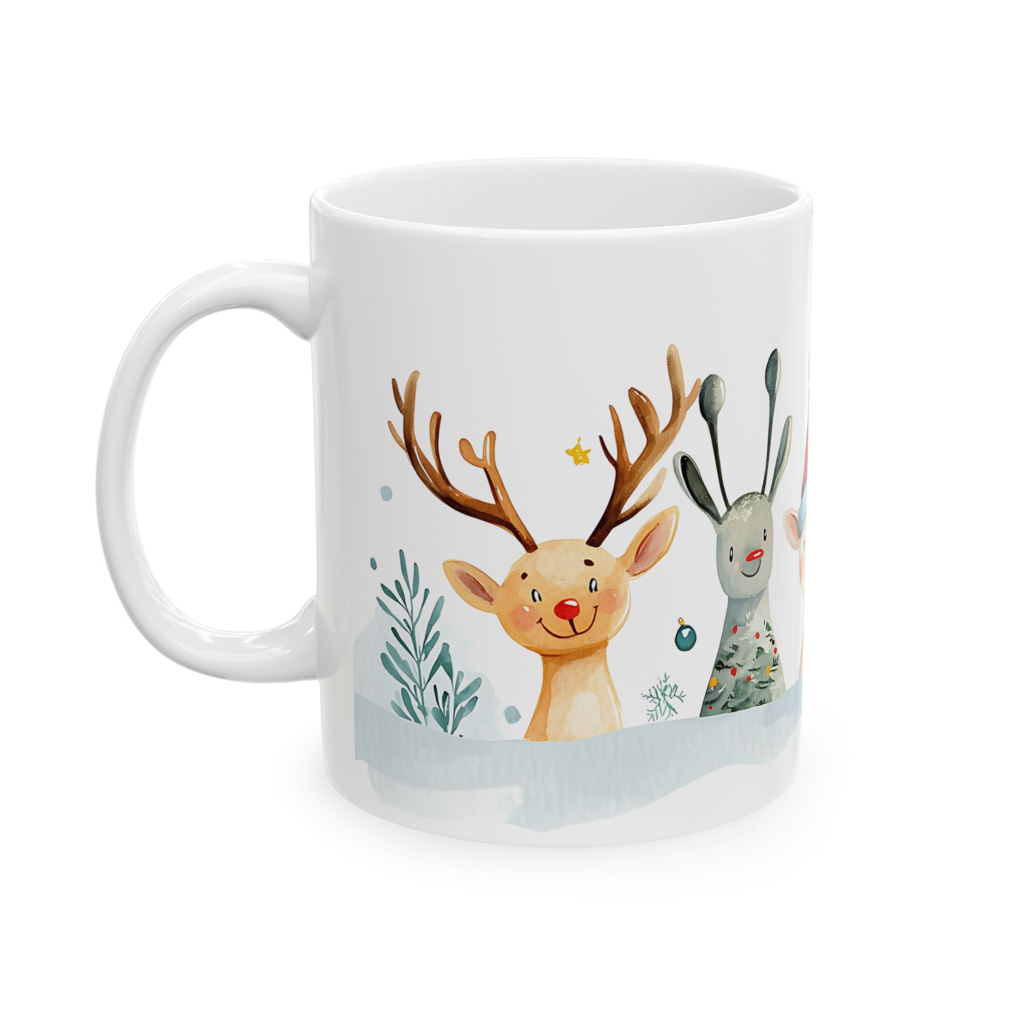 Cute Reindeer Watercolor Christmas Mug