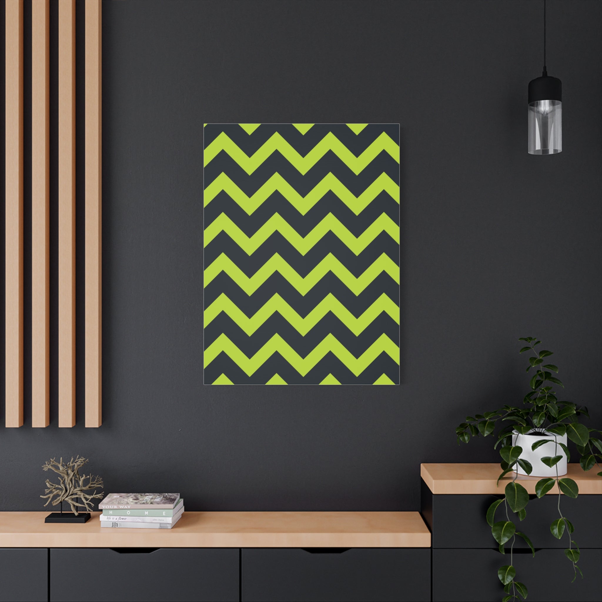 Lime & Forest Green Zigzag Canvas Art