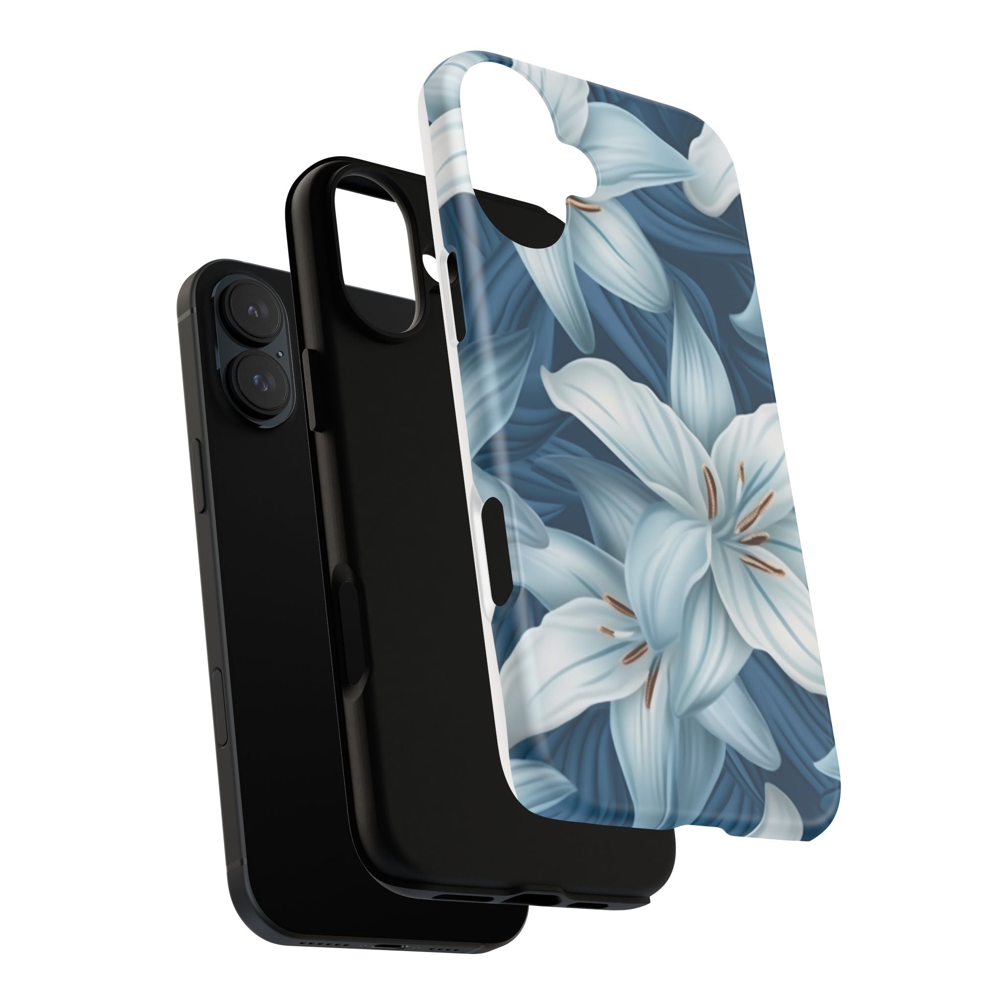 Pastel Blue Lily iPhone Case - Hexagon Stone