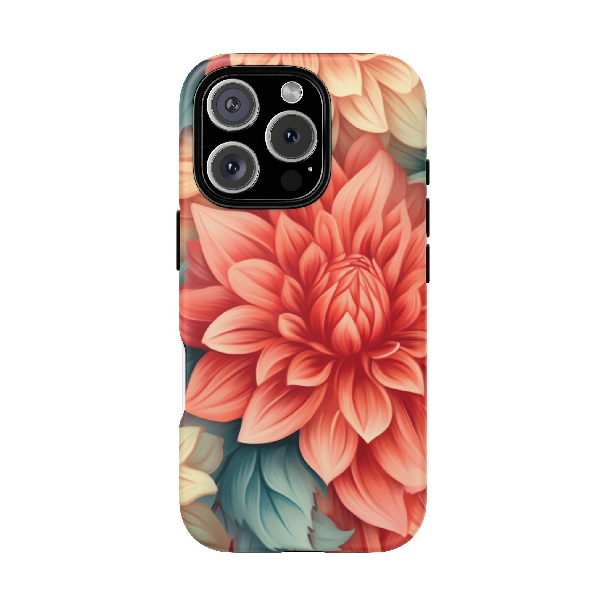 Coral Dahlia Hexagon iPhone Case - Rugged Texture