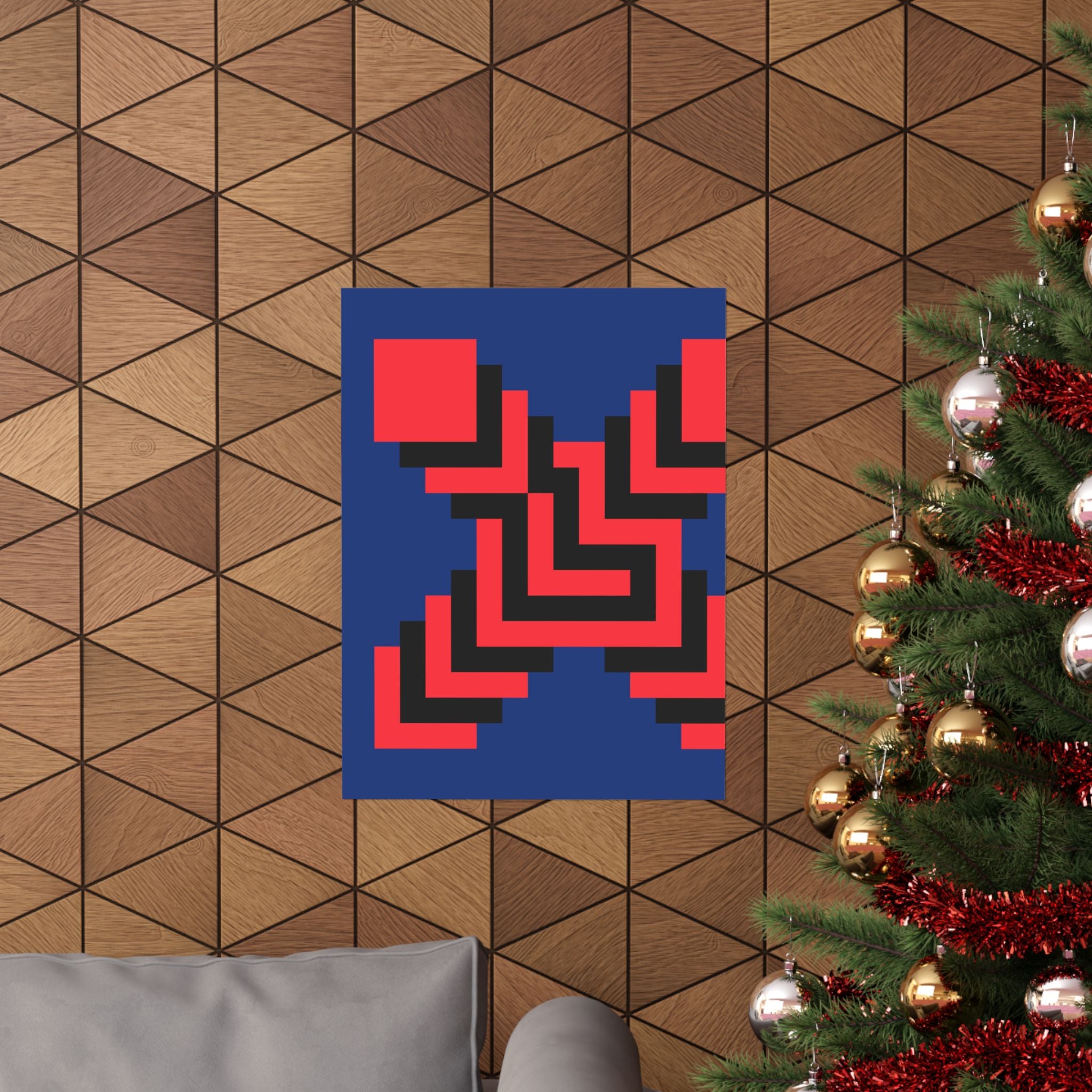 Geometric X Poster: Abstract Red & Black Art